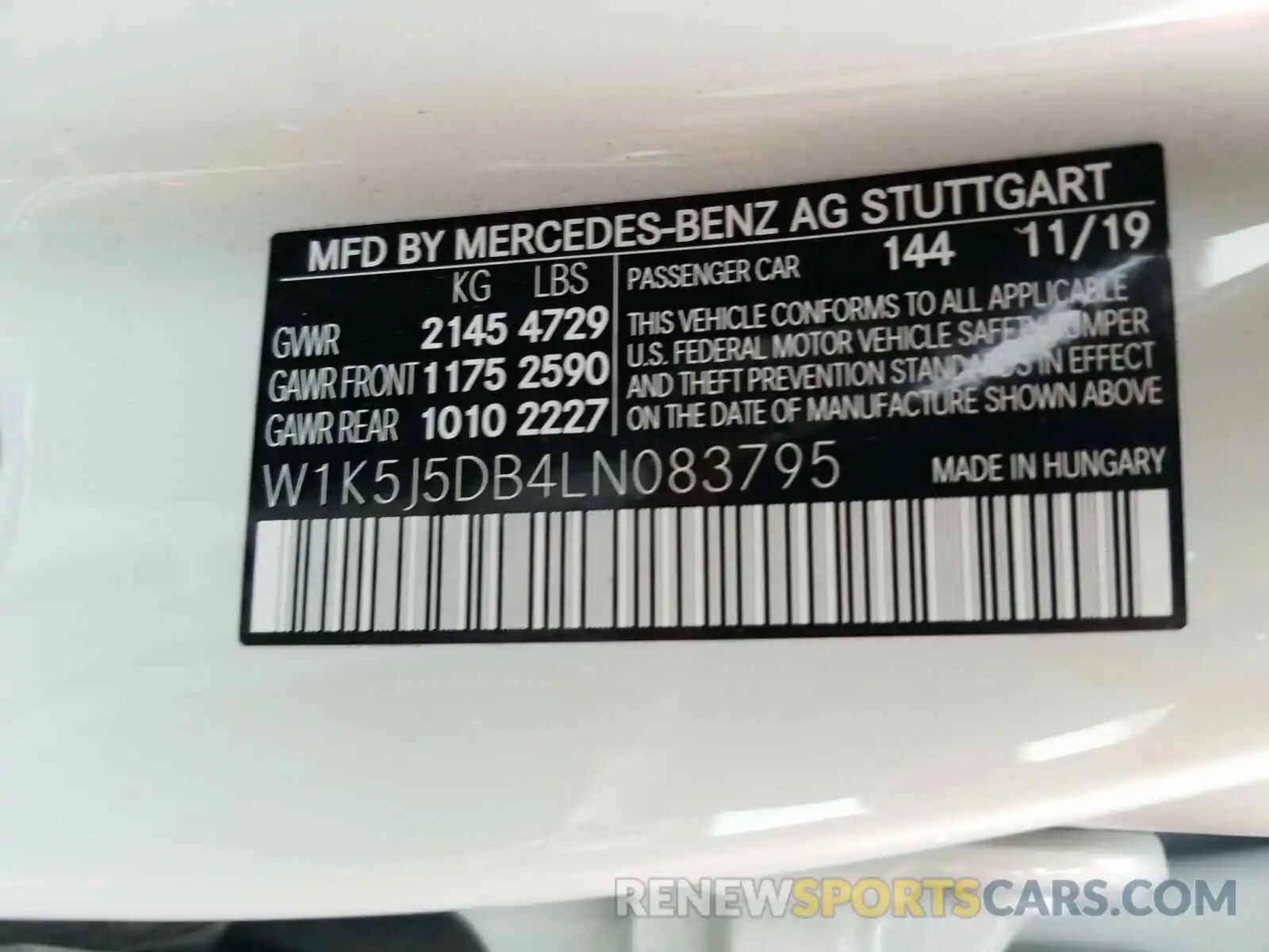 10 Photograph of a damaged car W1K5J5DB4LN083795 MERCEDES-BENZ AMG 2020