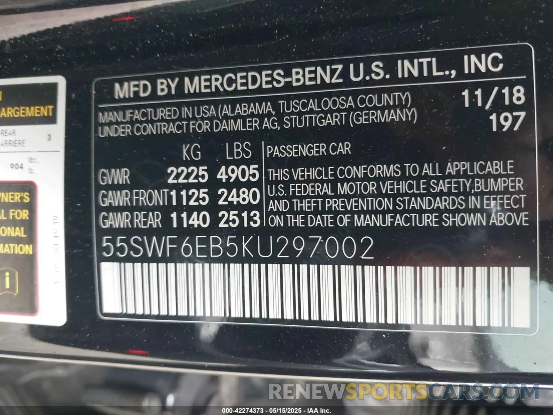 9 Photograph of a damaged car 55SWF6EB5KU297002 MERCEDES-BENZ AMG C 43 2019