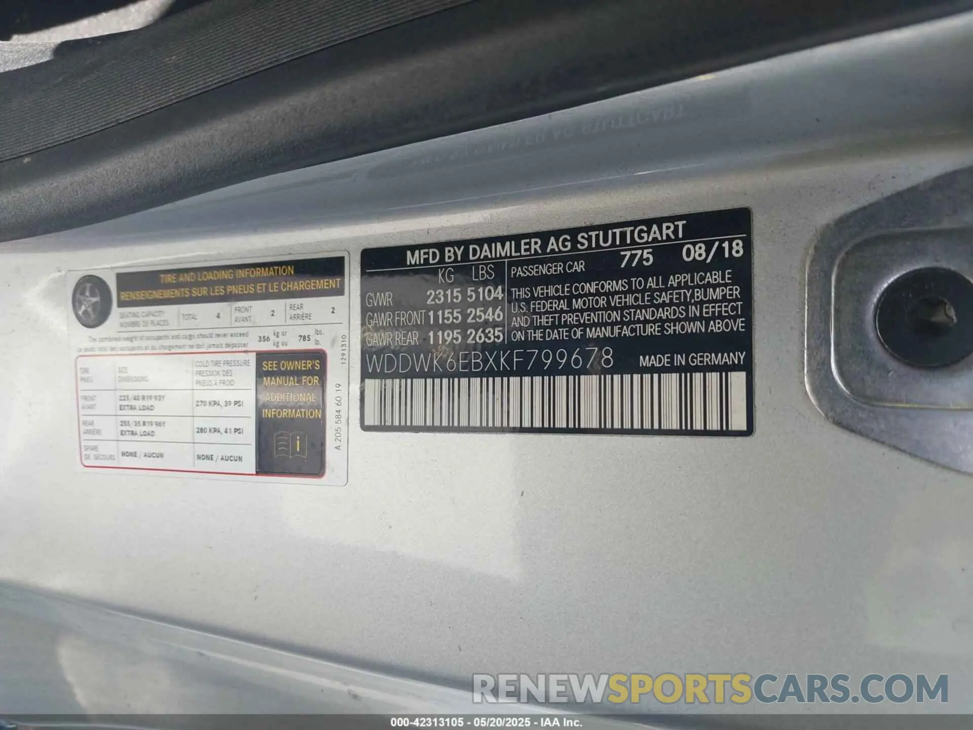 9 Photograph of a damaged car WDDWK6EBXKF799678 MERCEDES-BENZ AMG C 43 2019