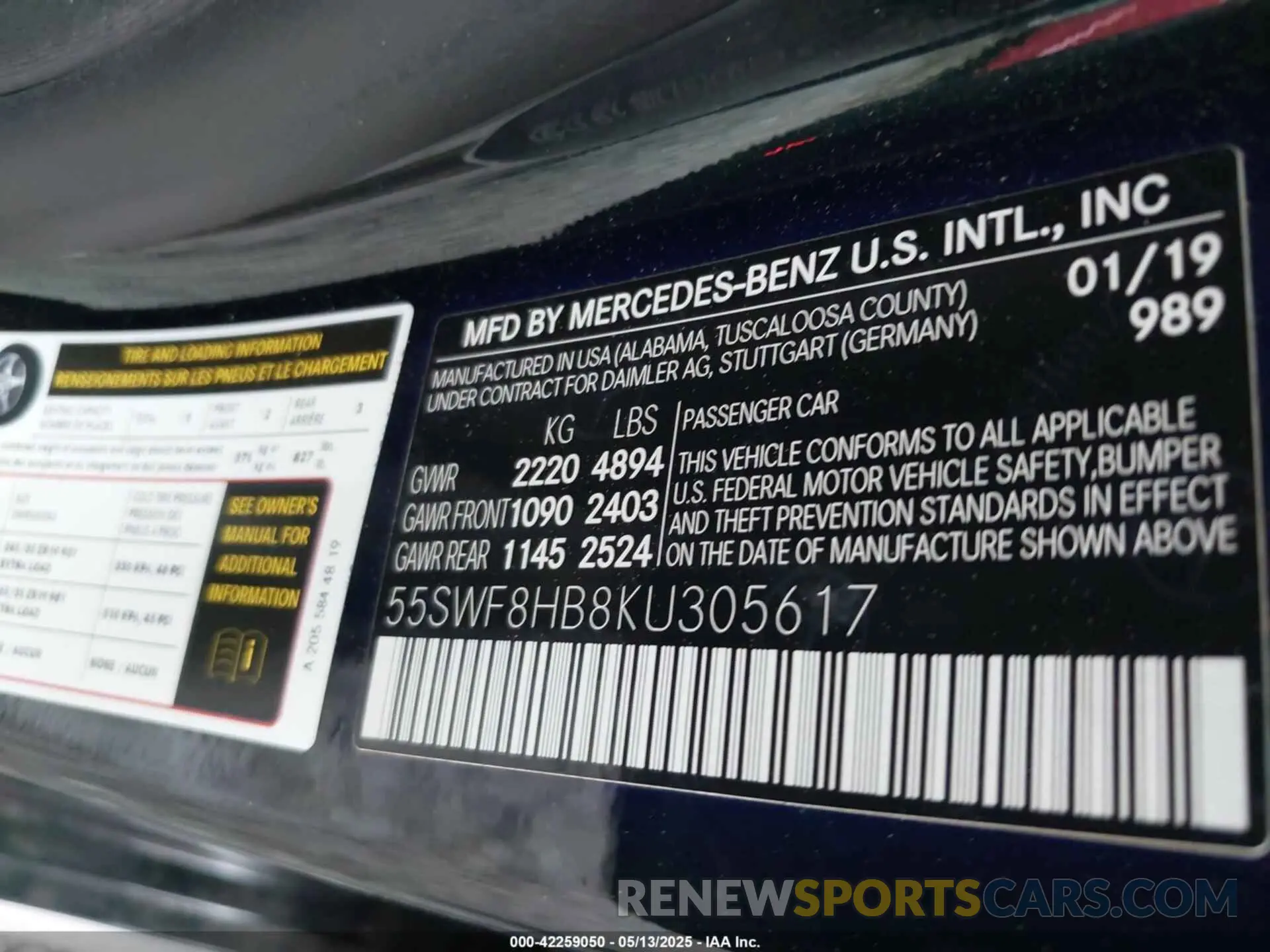 9 Photograph of a damaged car 55SWF8HB8KU305617 MERCEDES-BENZ AMG C 63 2019