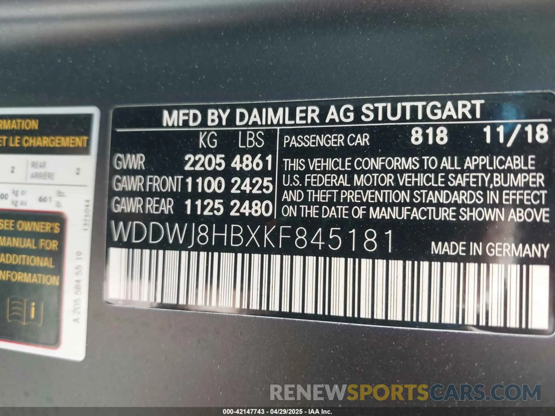 9 Photograph of a damaged car WDDWJ8HBXKF845181 MERCEDES-BENZ AMG C 63 2019
