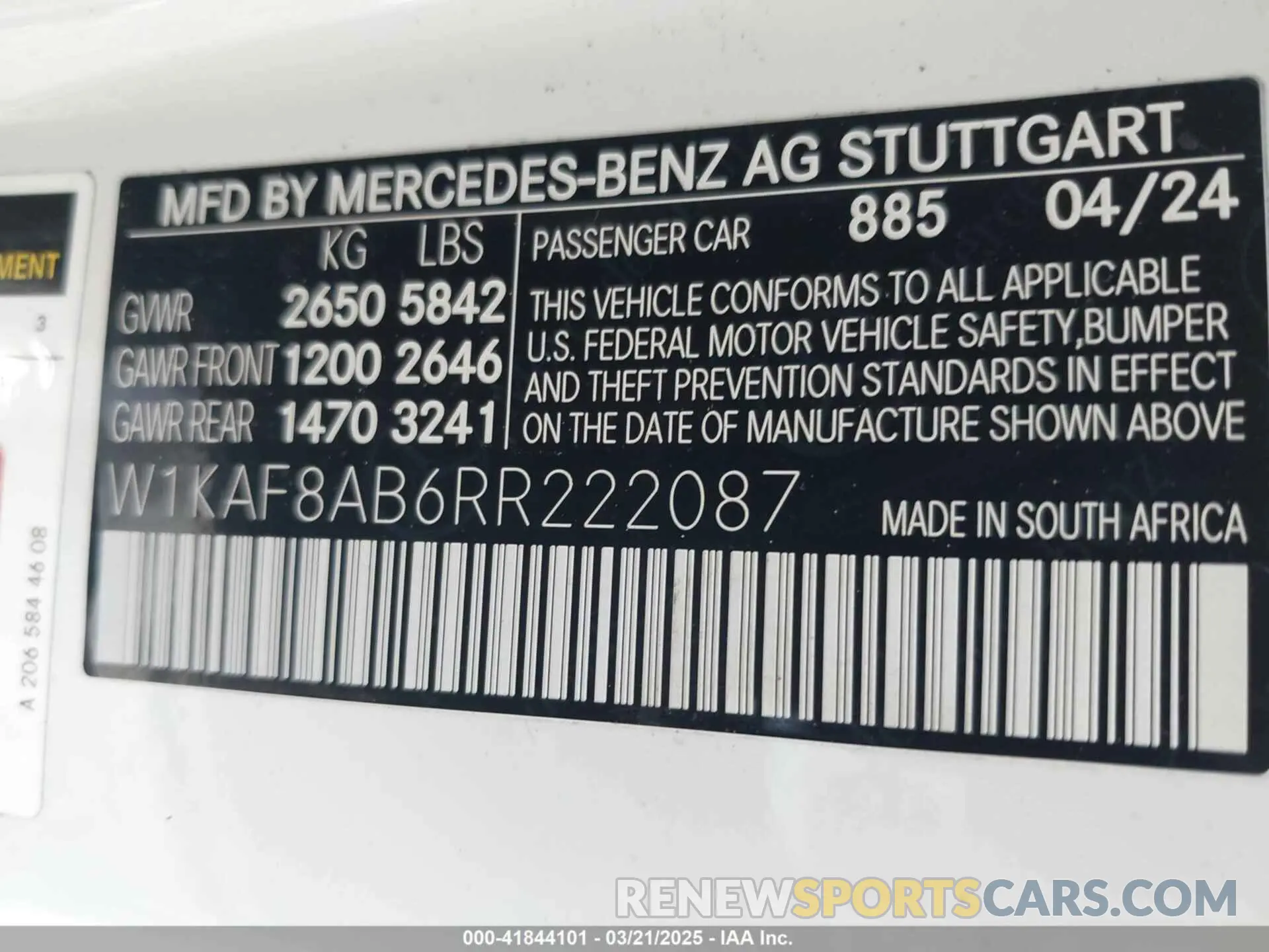 9 Photograph of a damaged car W1KAF8AB6RR222087 MERCEDES-BENZ AMG C 63 2024