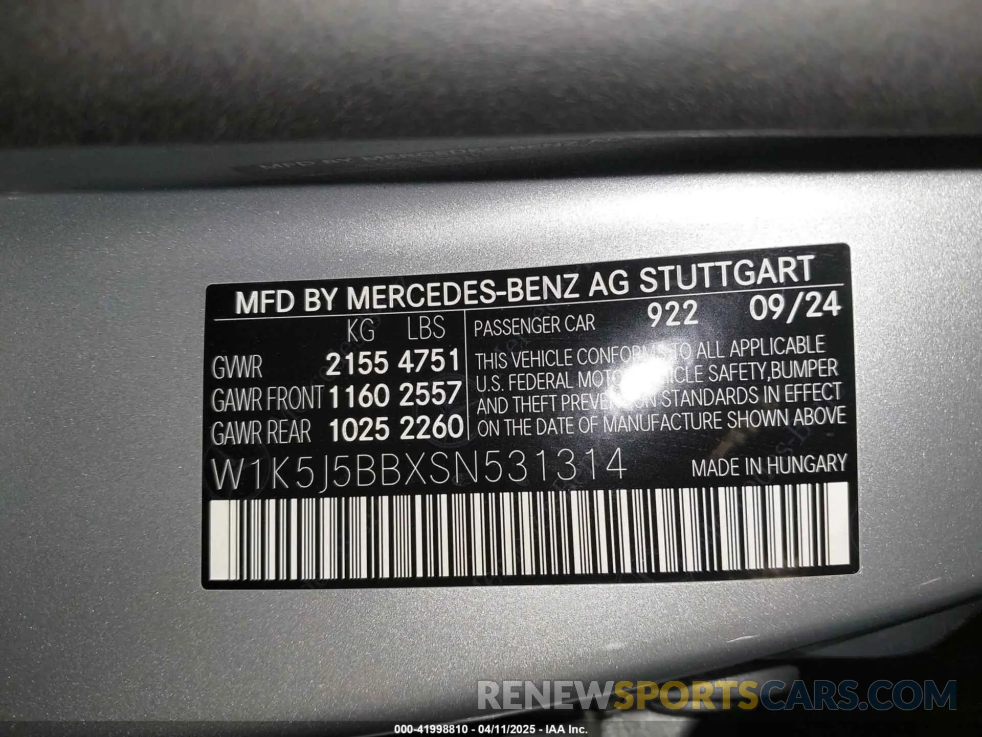 9 Photograph of a damaged car W1K5J5BBXSN531314 MERCEDES-BENZ AMG CLA 35 2025