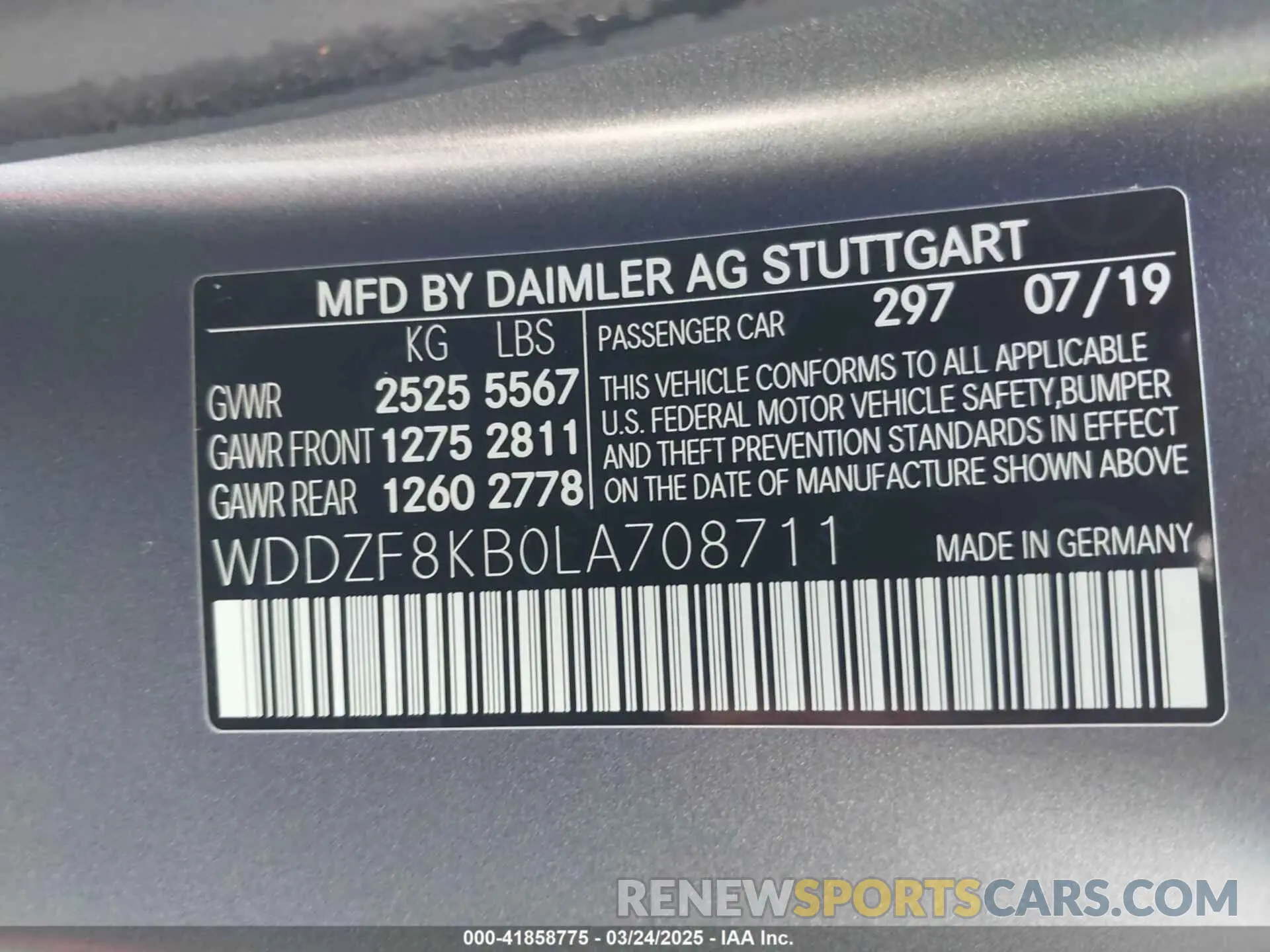 9 Photograph of a damaged car WDDZF8KB0LA708711 MERCEDES-BENZ AMG E 63 2020