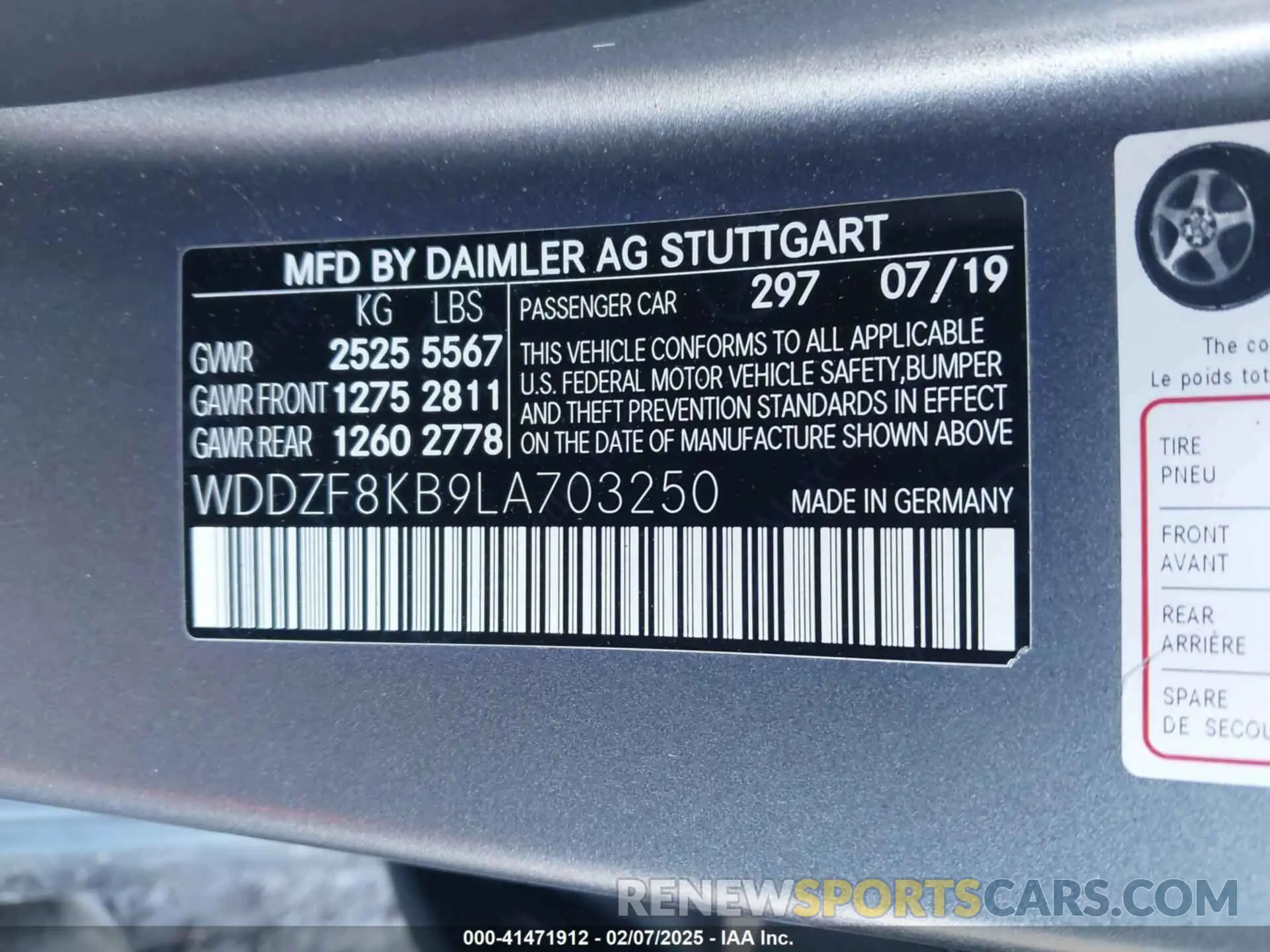 9 Photograph of a damaged car WDDZF8KB9LA703250 MERCEDES-BENZ AMG E 63 2020
