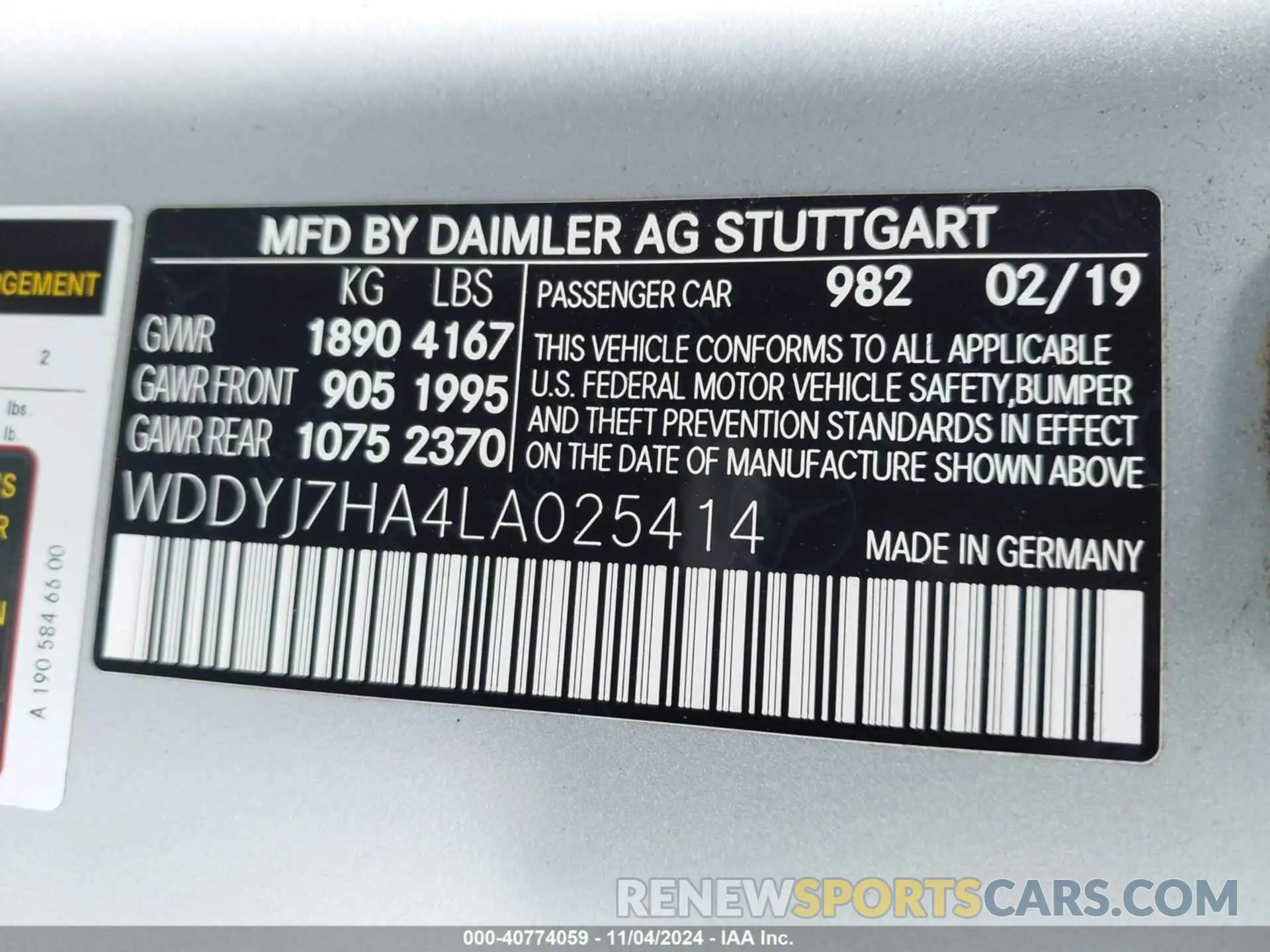 9 Photograph of a damaged car WDDYJ7HA4LA025414 MERCEDES-BENZ AMG GT 2020