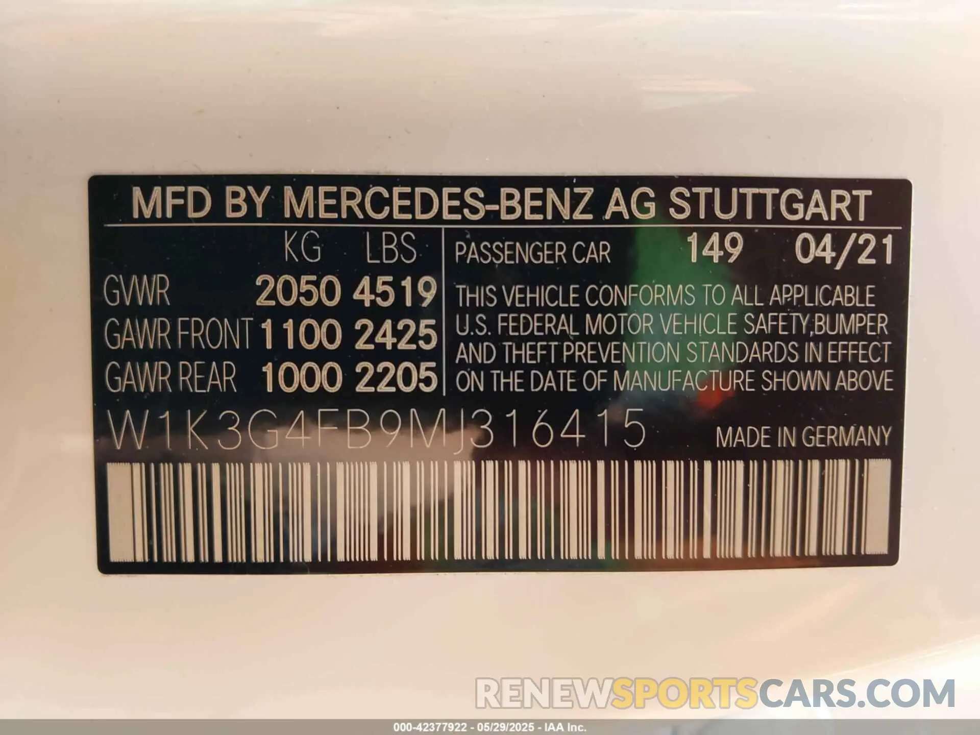 9 Photograph of a damaged car W1K7X5KB0MA041384 MERCEDES-BENZ AMG GT 43 4-DOOR COUPE 2021