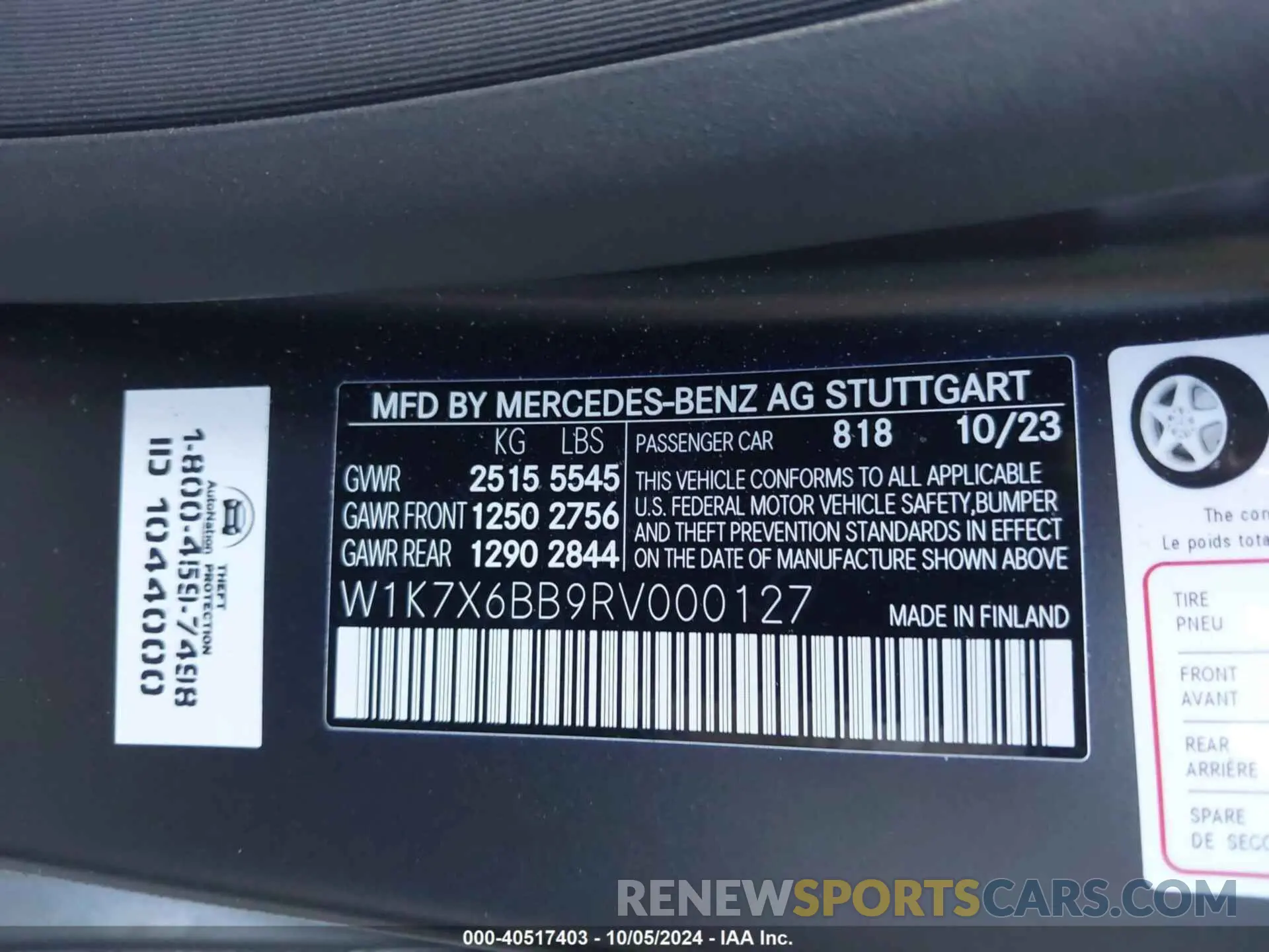 9 Photograph of a damaged car W1K7X6BB9RV000127 MERCEDES-BENZ AMG GT 53 4-DOOR COUPE 2024