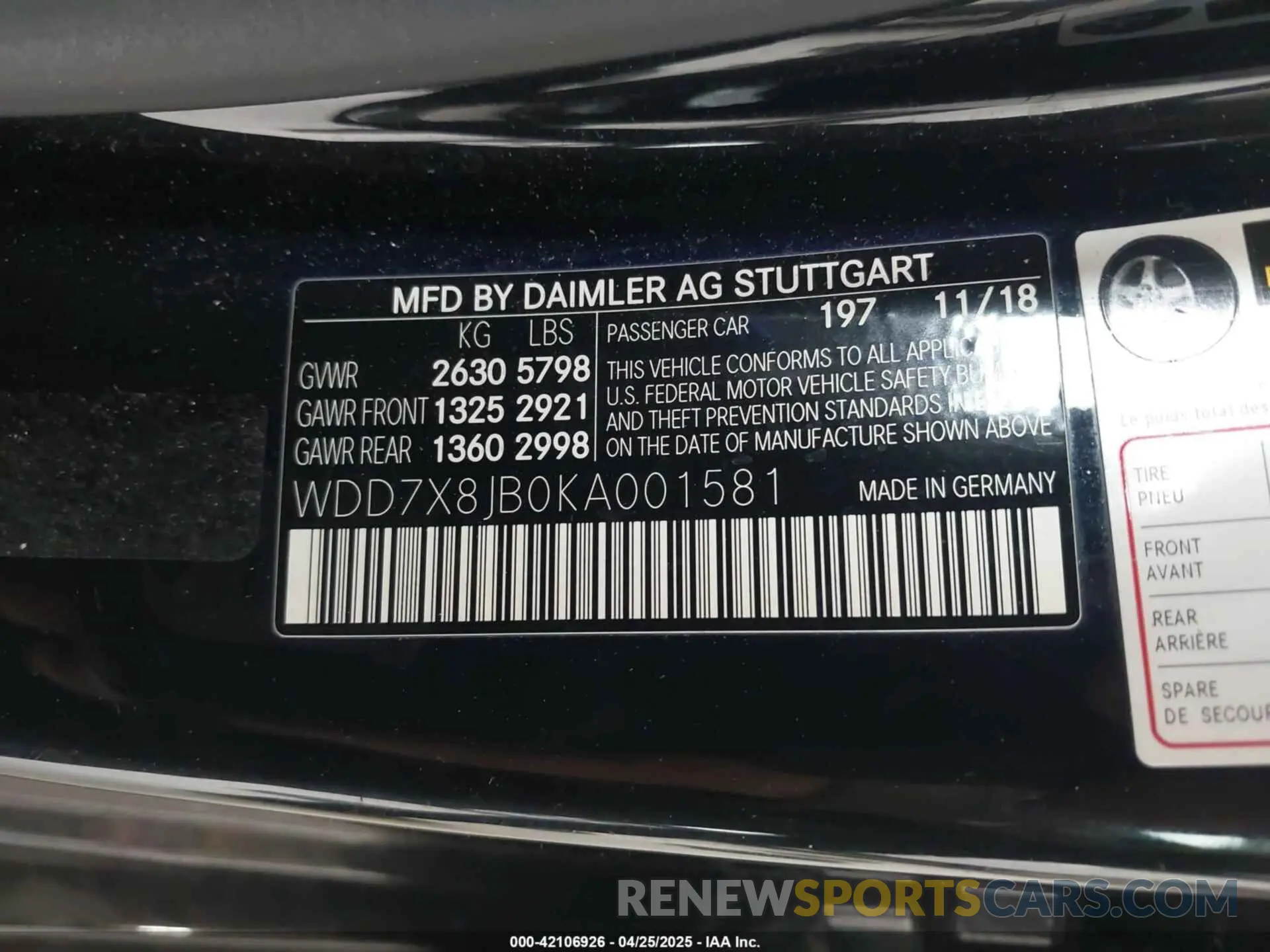 9 Photograph of a damaged car WDD7X8JB0KA001581 MERCEDES-BENZ AMG GT 63 4-DOOR COUPE 2019