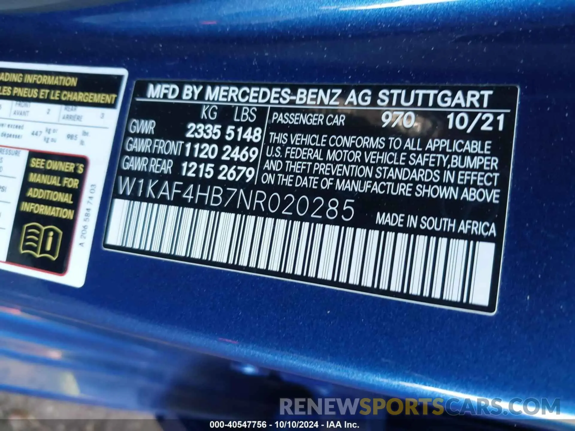 9 Photograph of a damaged car W1KAF4HB7NR020285 MERCEDES-BENZ C 2022