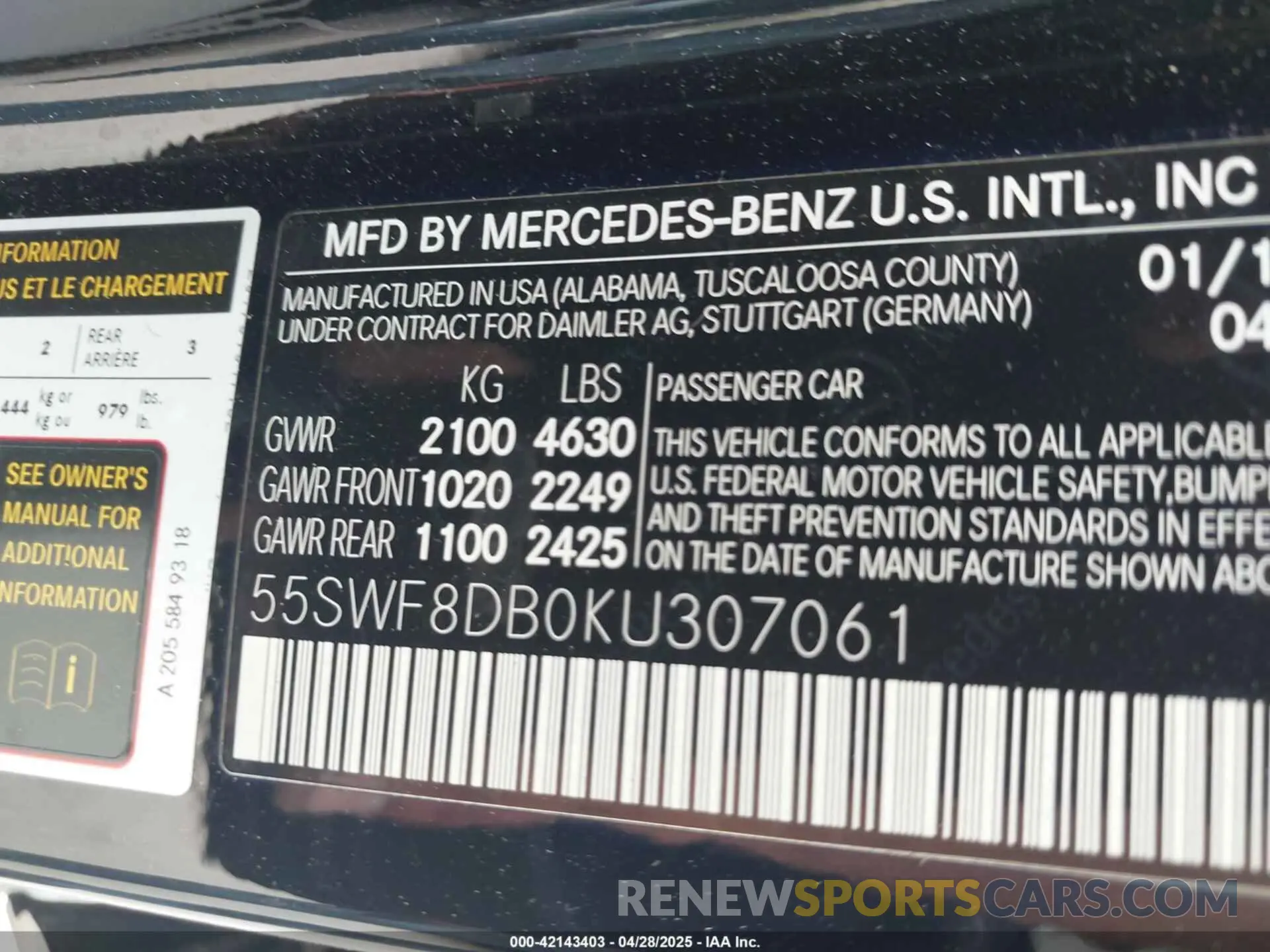 9 Photograph of a damaged car 55SWF8DB0KU307061 MERCEDES-BENZ C 300 2019