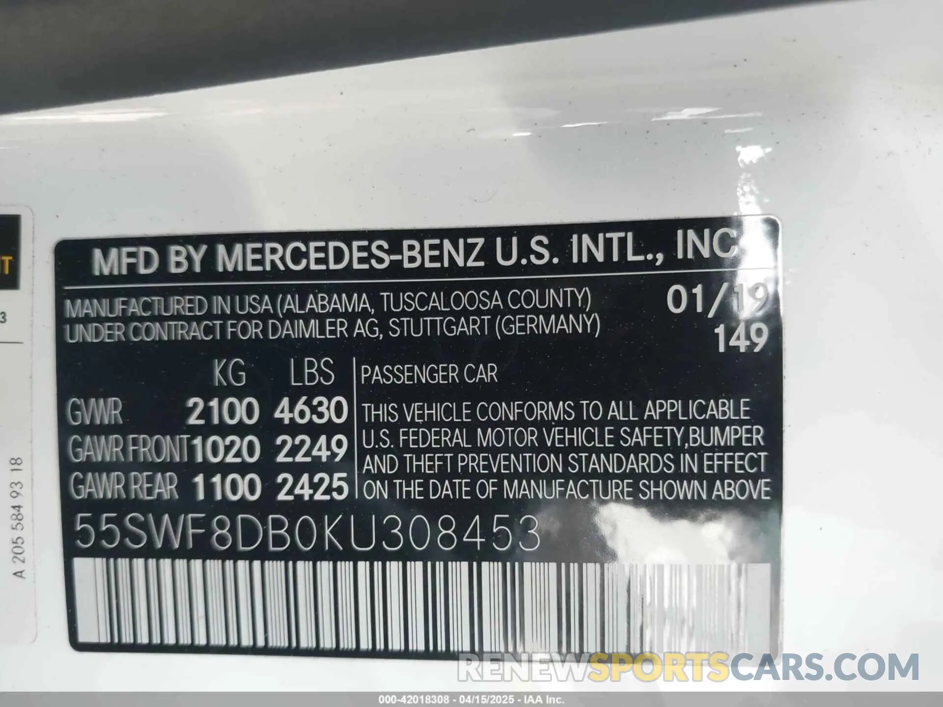 9 Photograph of a damaged car 55SWF8DB0KU308453 MERCEDES-BENZ C 300 2019