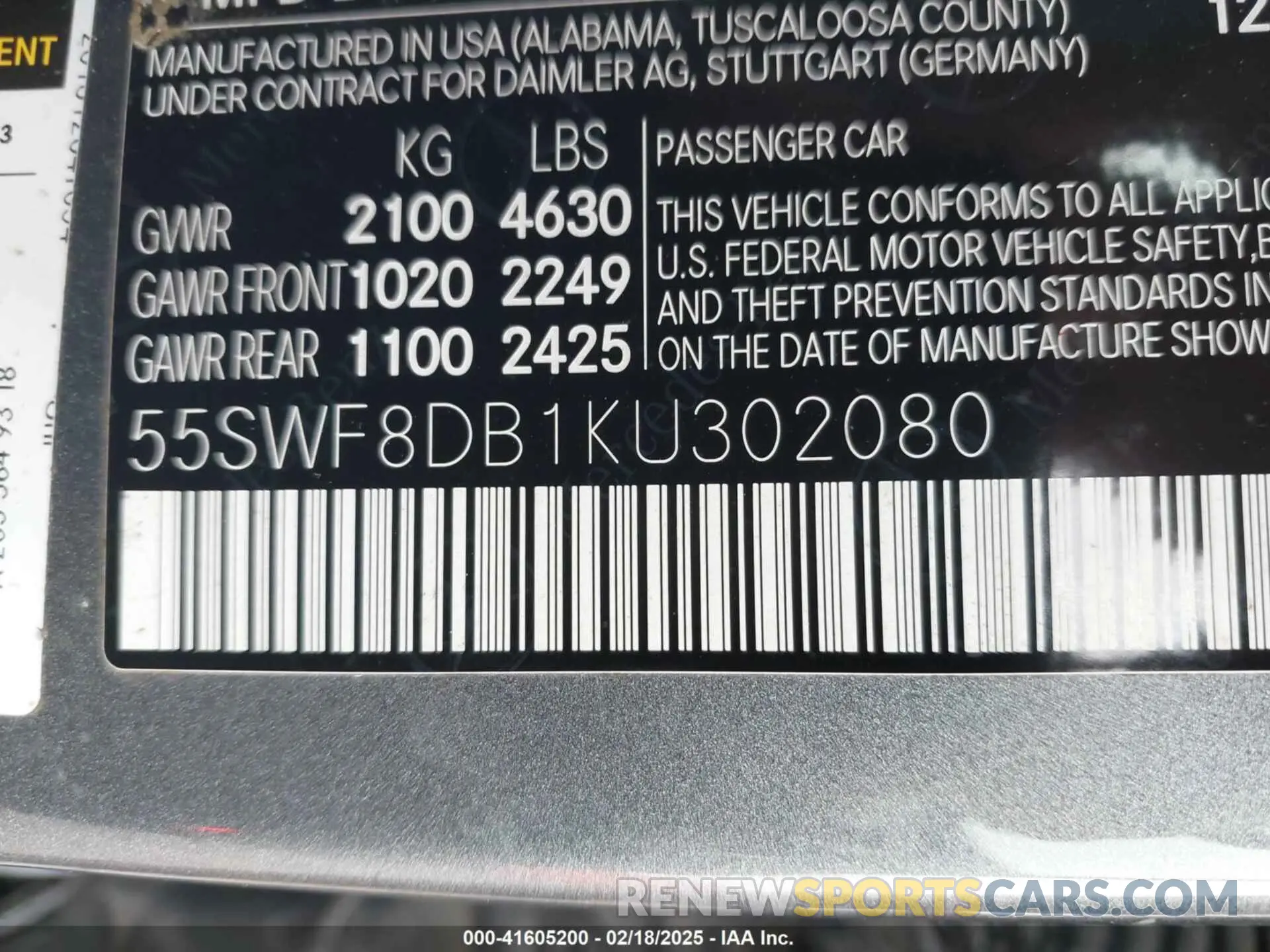 9 Photograph of a damaged car 55SWF8DB1KU302080 MERCEDES-BENZ C 300 2019