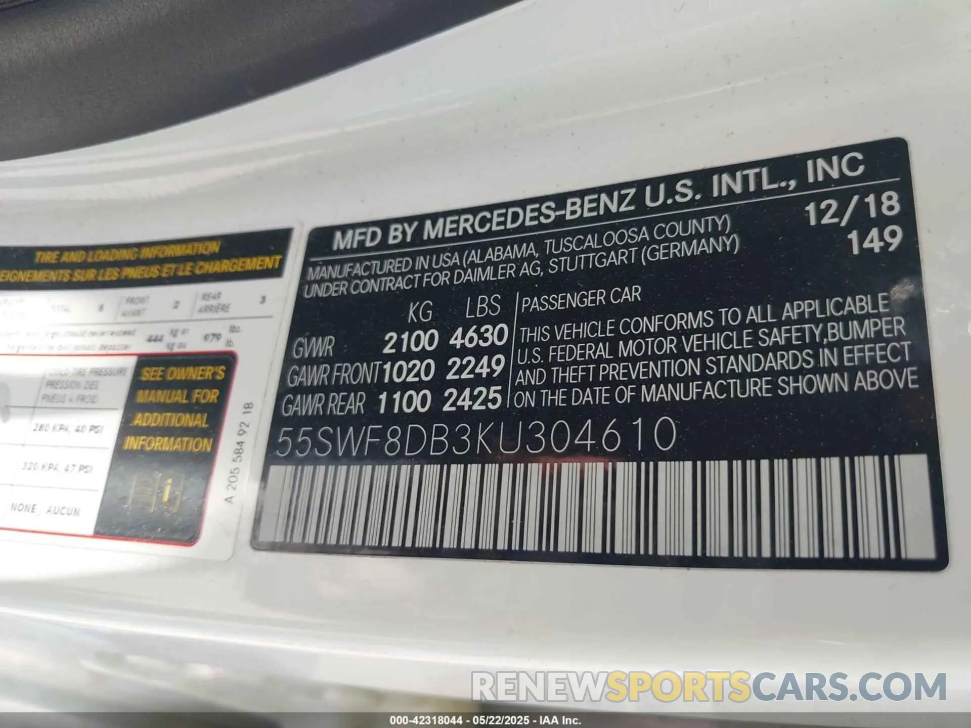 9 Photograph of a damaged car 55SWF8DB3KU304610 MERCEDES-BENZ C 300 2019