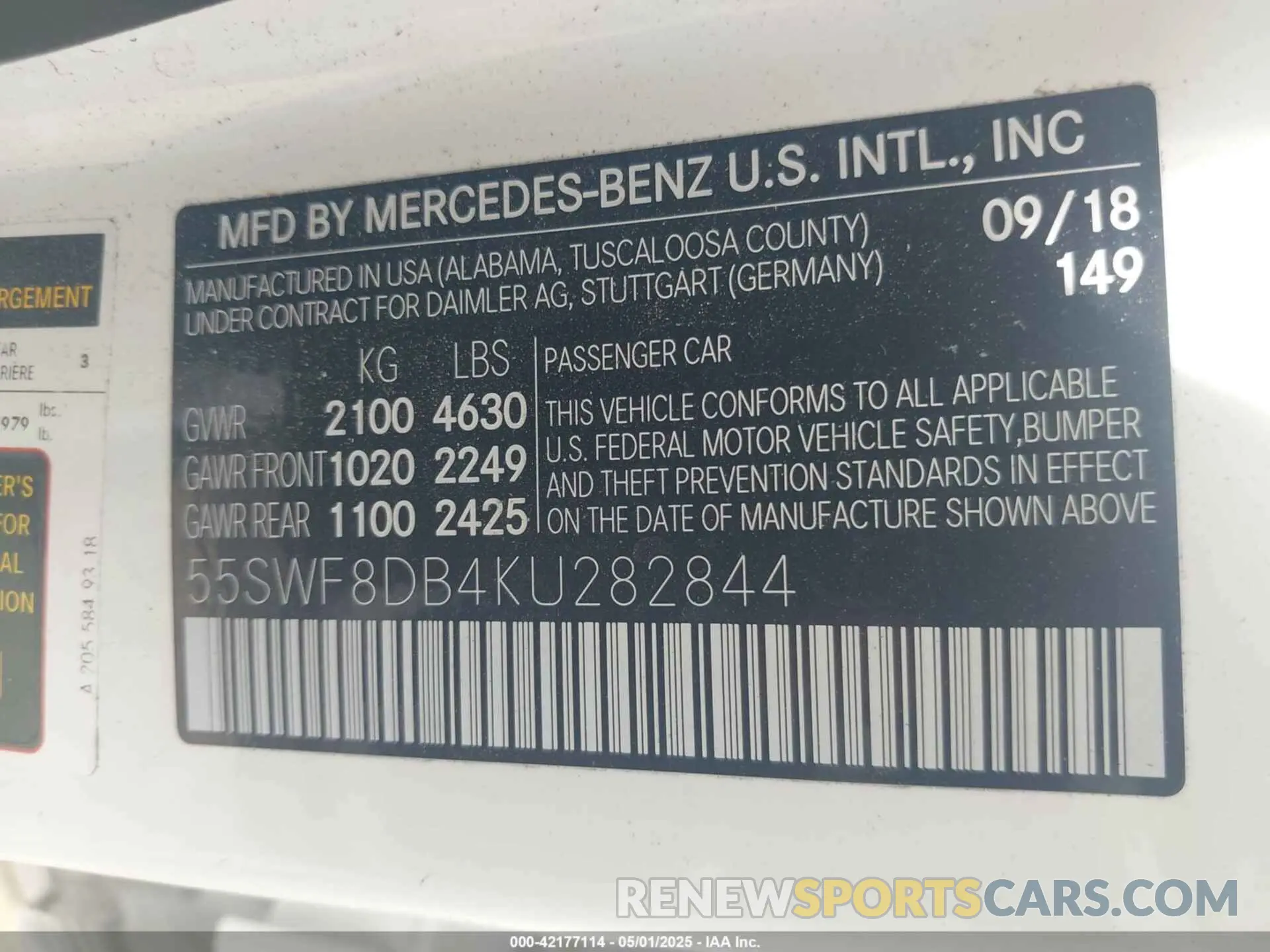 9 Photograph of a damaged car 55SWF8DB4KU282844 MERCEDES-BENZ C 300 2019