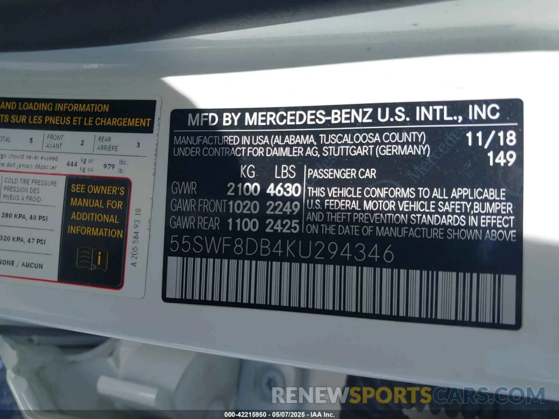 9 Photograph of a damaged car 55SWF8DB4KU294346 MERCEDES-BENZ C 300 2019