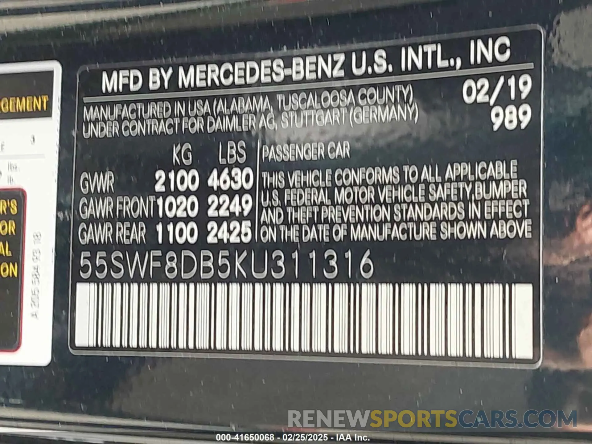 9 Photograph of a damaged car 55SWF8DB5KU311316 MERCEDES-BENZ C 300 2019