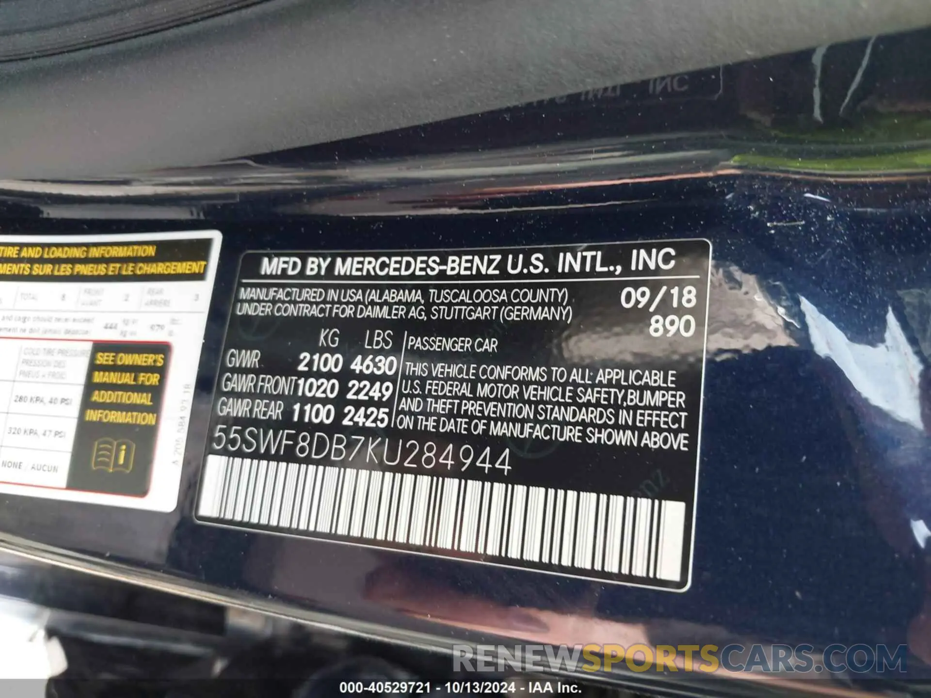9 Photograph of a damaged car 55SWF8DB7KU284944 MERCEDES-BENZ C 300 2019