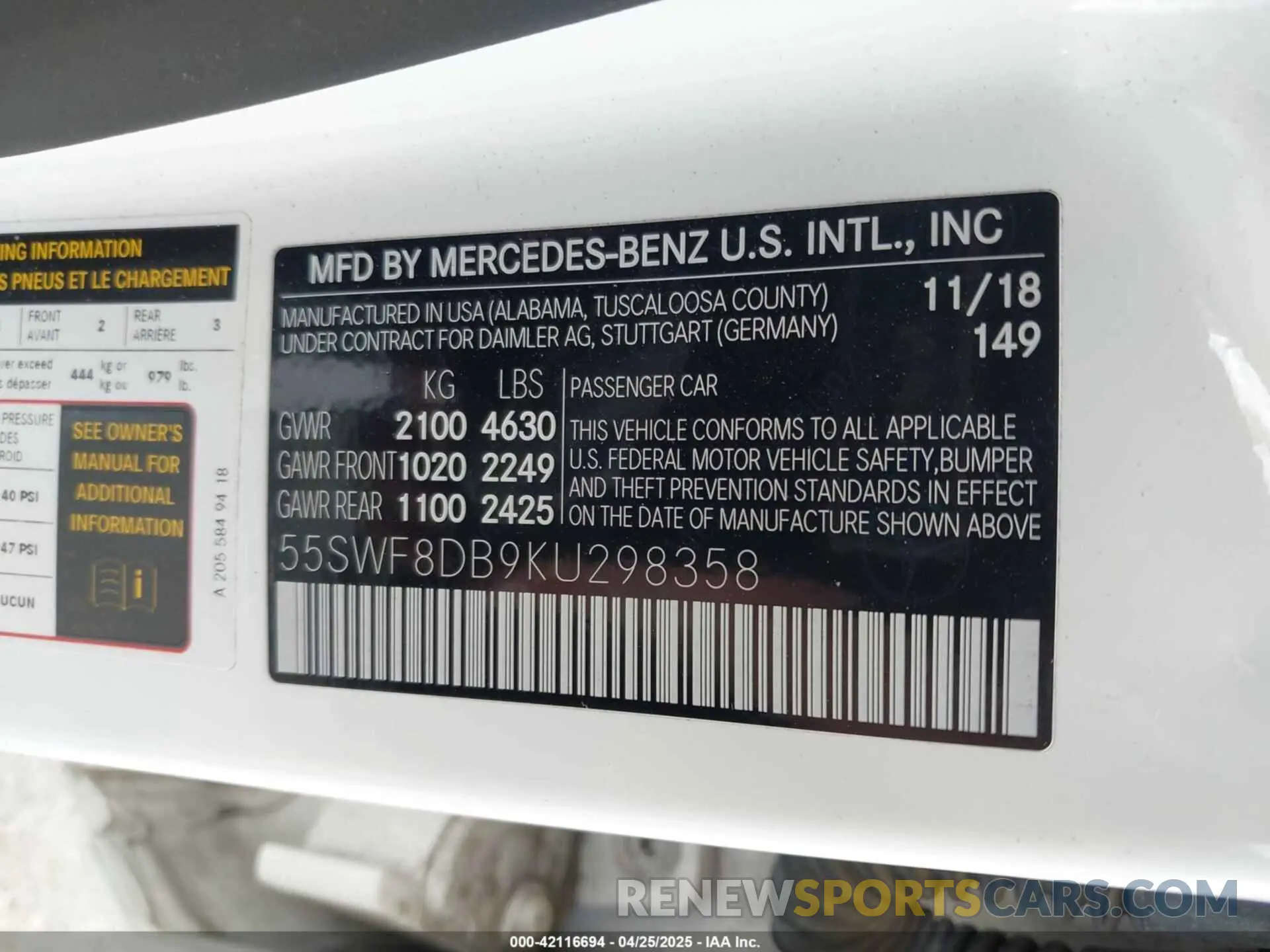 9 Photograph of a damaged car 55SWF8DB9KU298358 MERCEDES-BENZ C 300 2019
