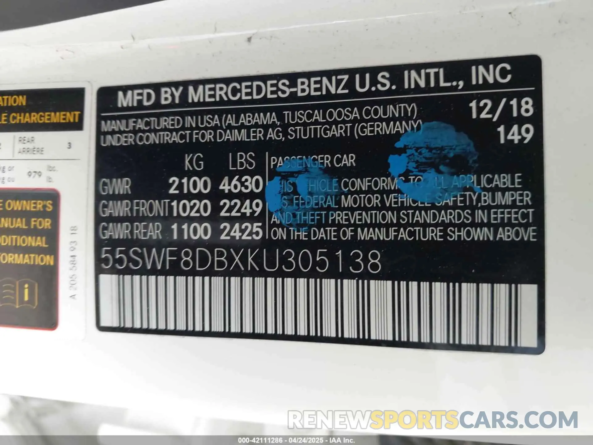 9 Photograph of a damaged car 55SWF8DBXKU305138 MERCEDES-BENZ C 300 2019