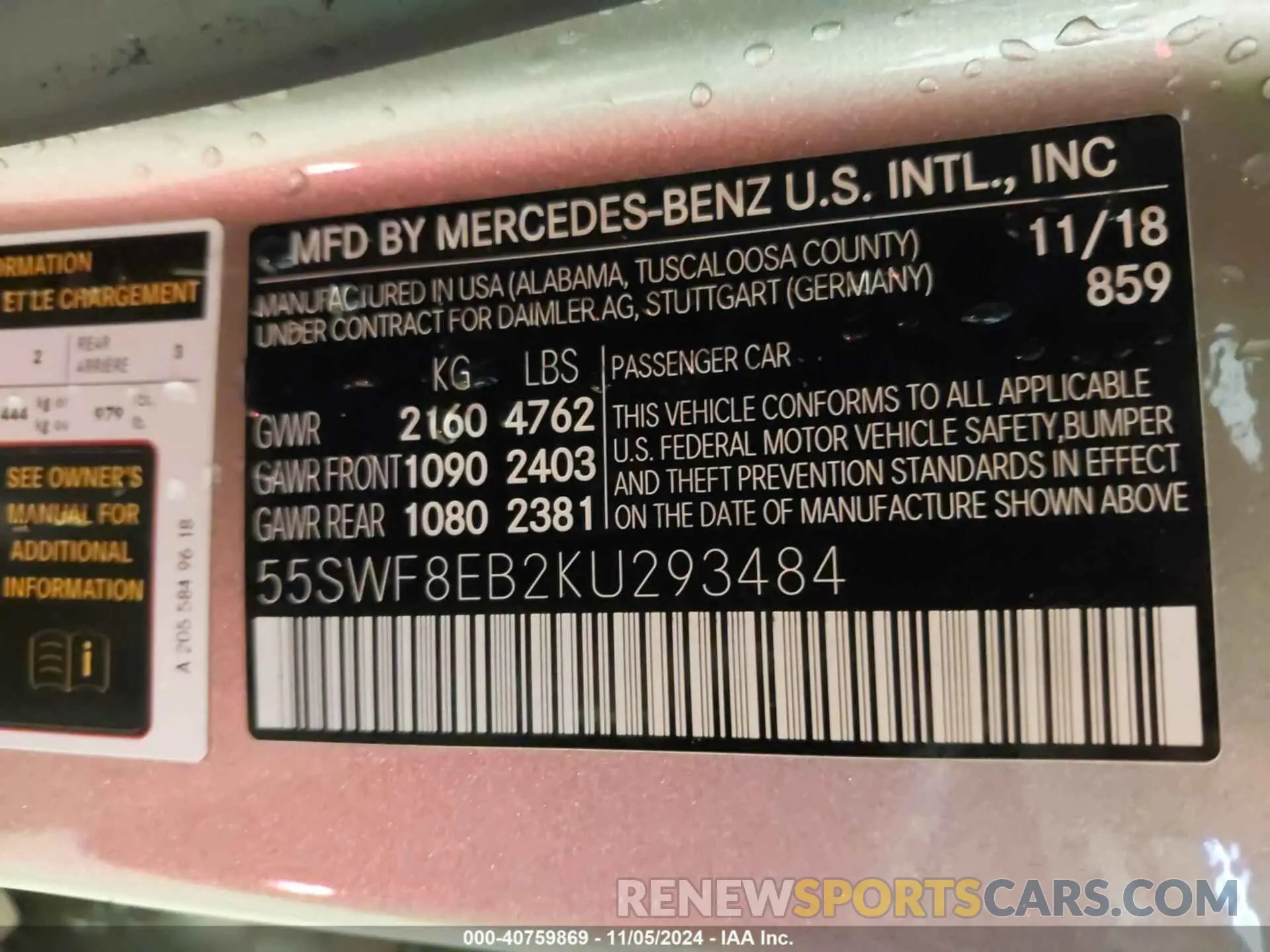 9 Photograph of a damaged car 55SWF8EB2KU293484 MERCEDES-BENZ C 300 2019