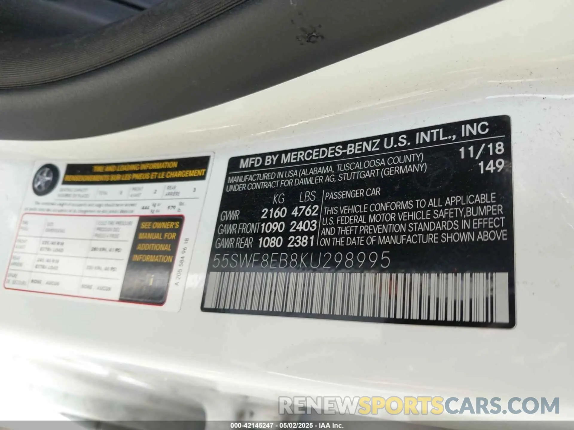 9 Photograph of a damaged car 55SWF8EB8KU298995 MERCEDES-BENZ C 300 2019