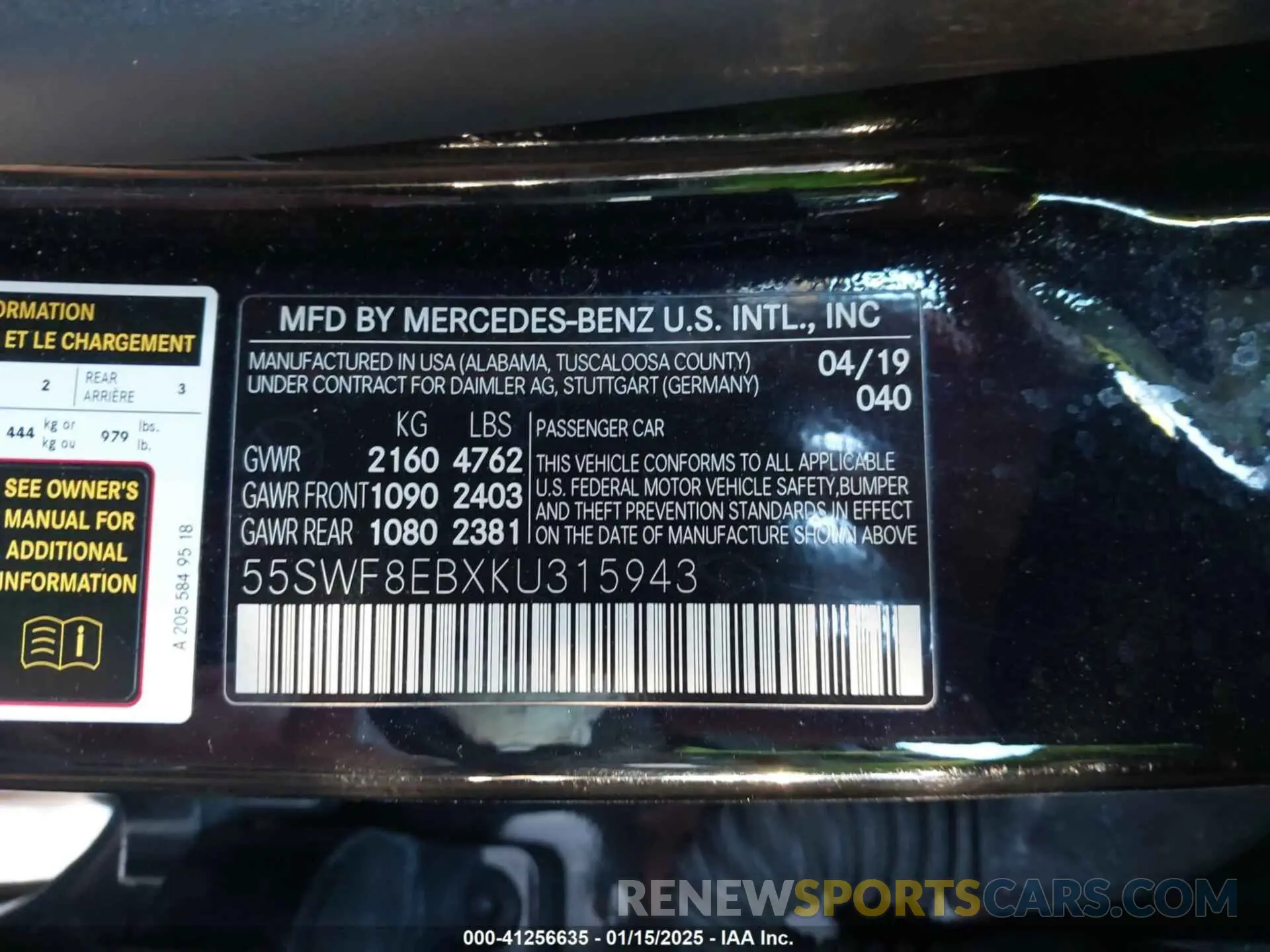 9 Photograph of a damaged car 55SWF8EBXKU315943 MERCEDES-BENZ C 300 2019