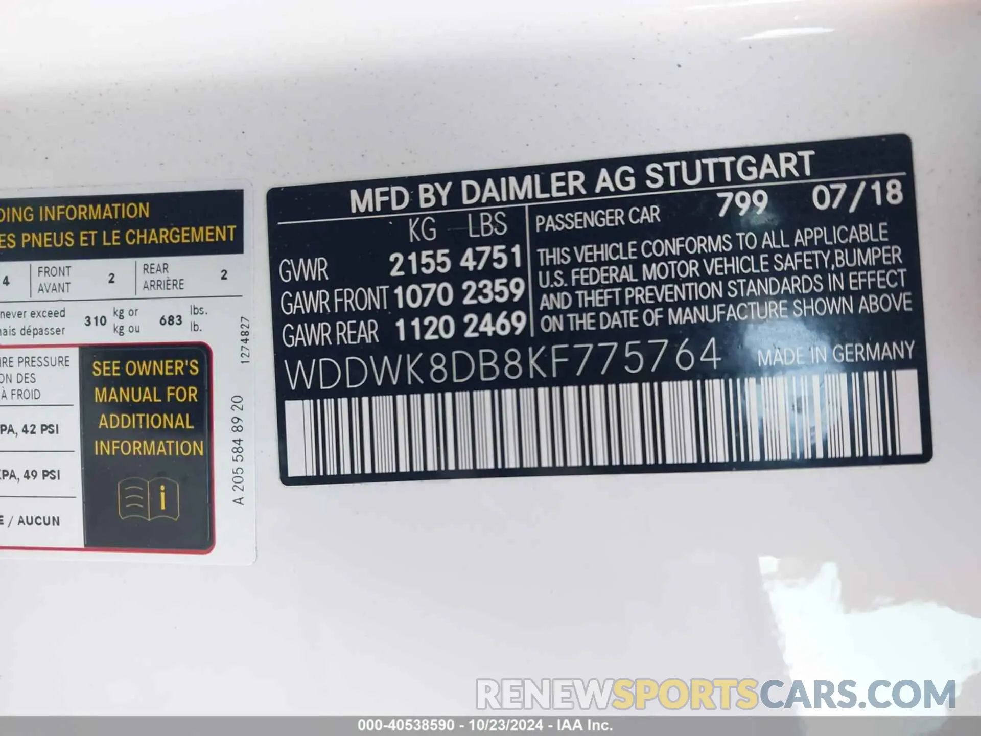 9 Photograph of a damaged car WDDWK8DB8KF775764 MERCEDES-BENZ C 300 2019