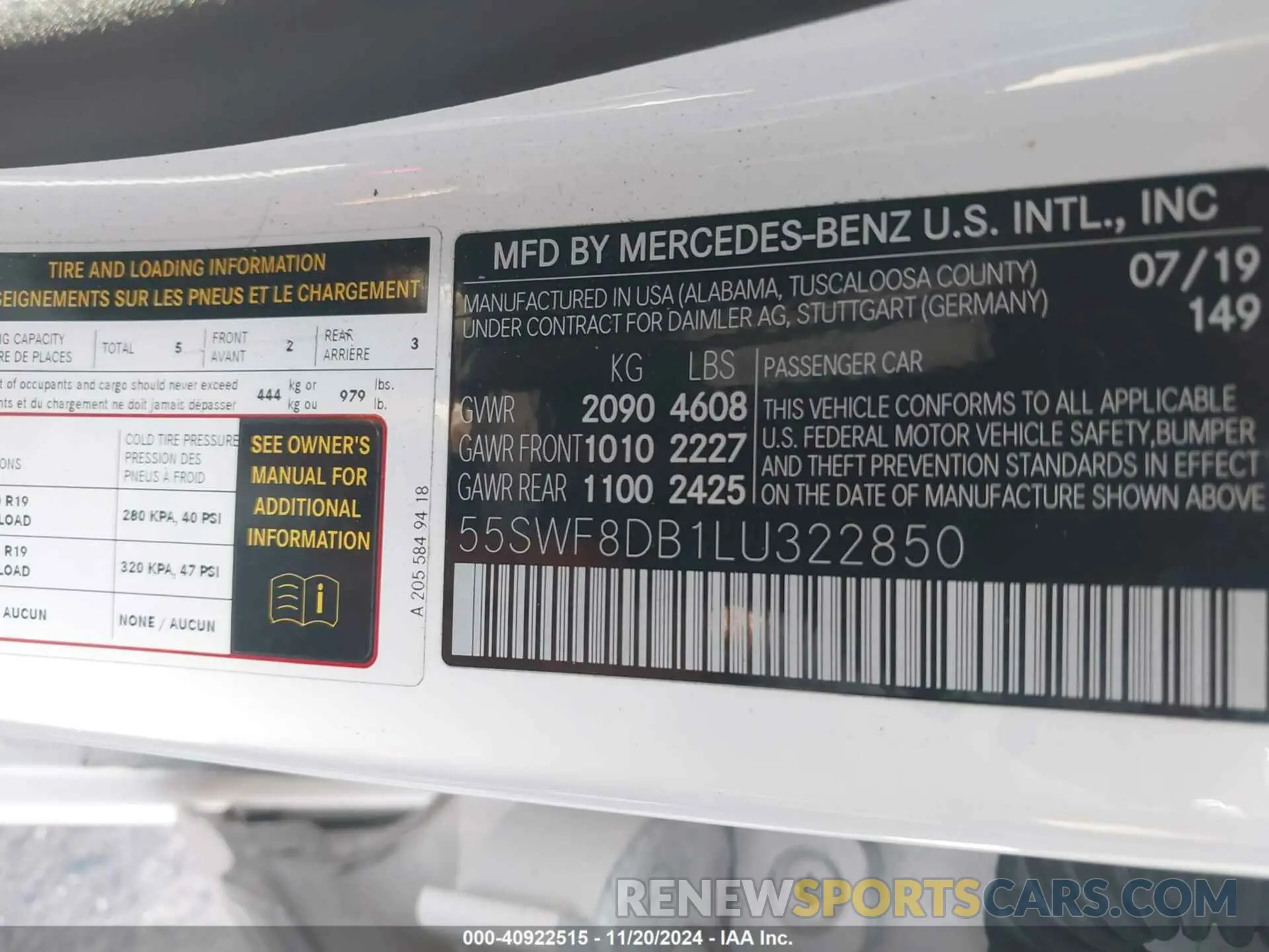 9 Photograph of a damaged car 55SWF8DB1LU322850 MERCEDES-BENZ C 300 2020