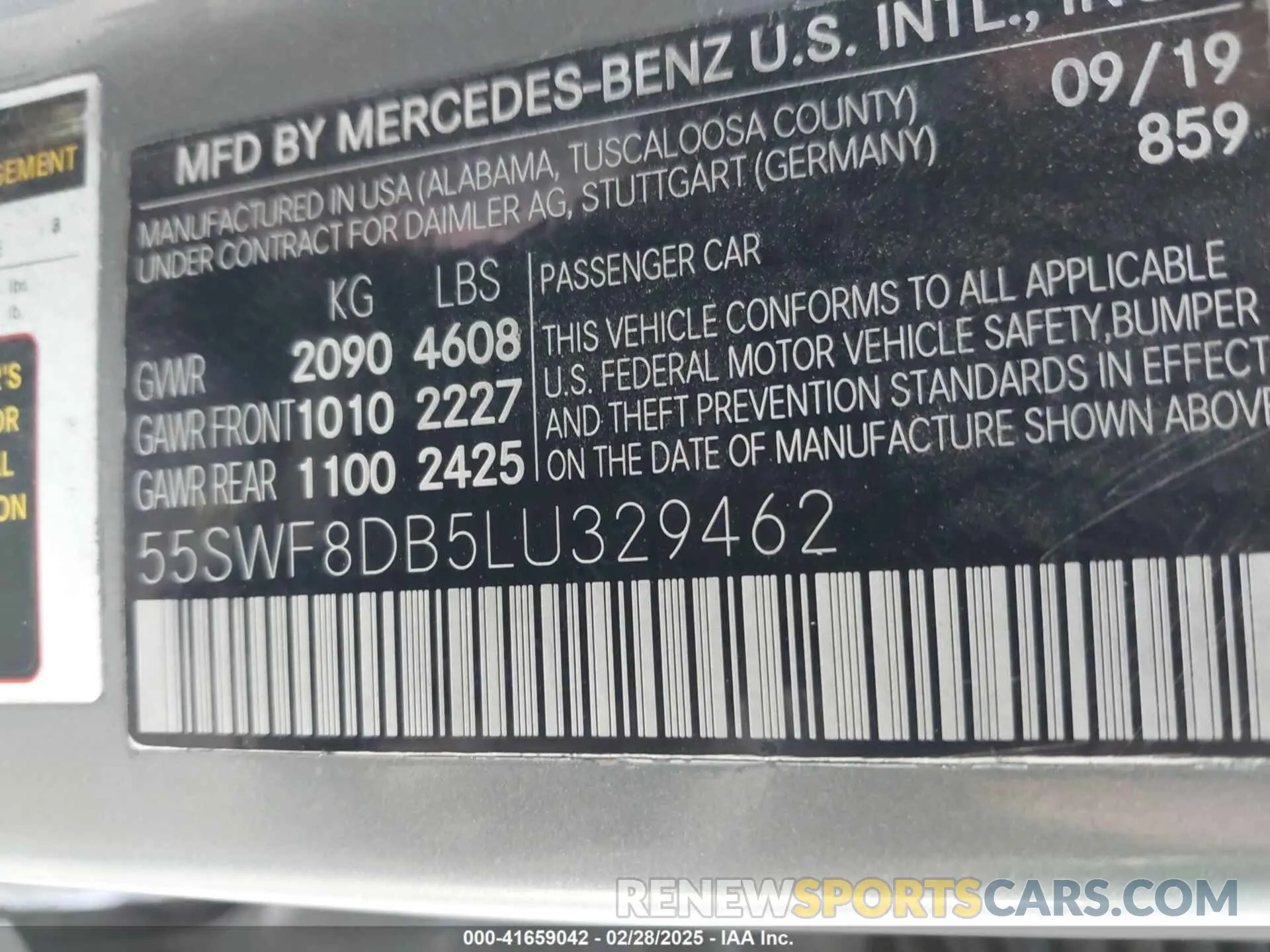 9 Photograph of a damaged car 55SWF8DB5LU329462 MERCEDES-BENZ C 300 2020