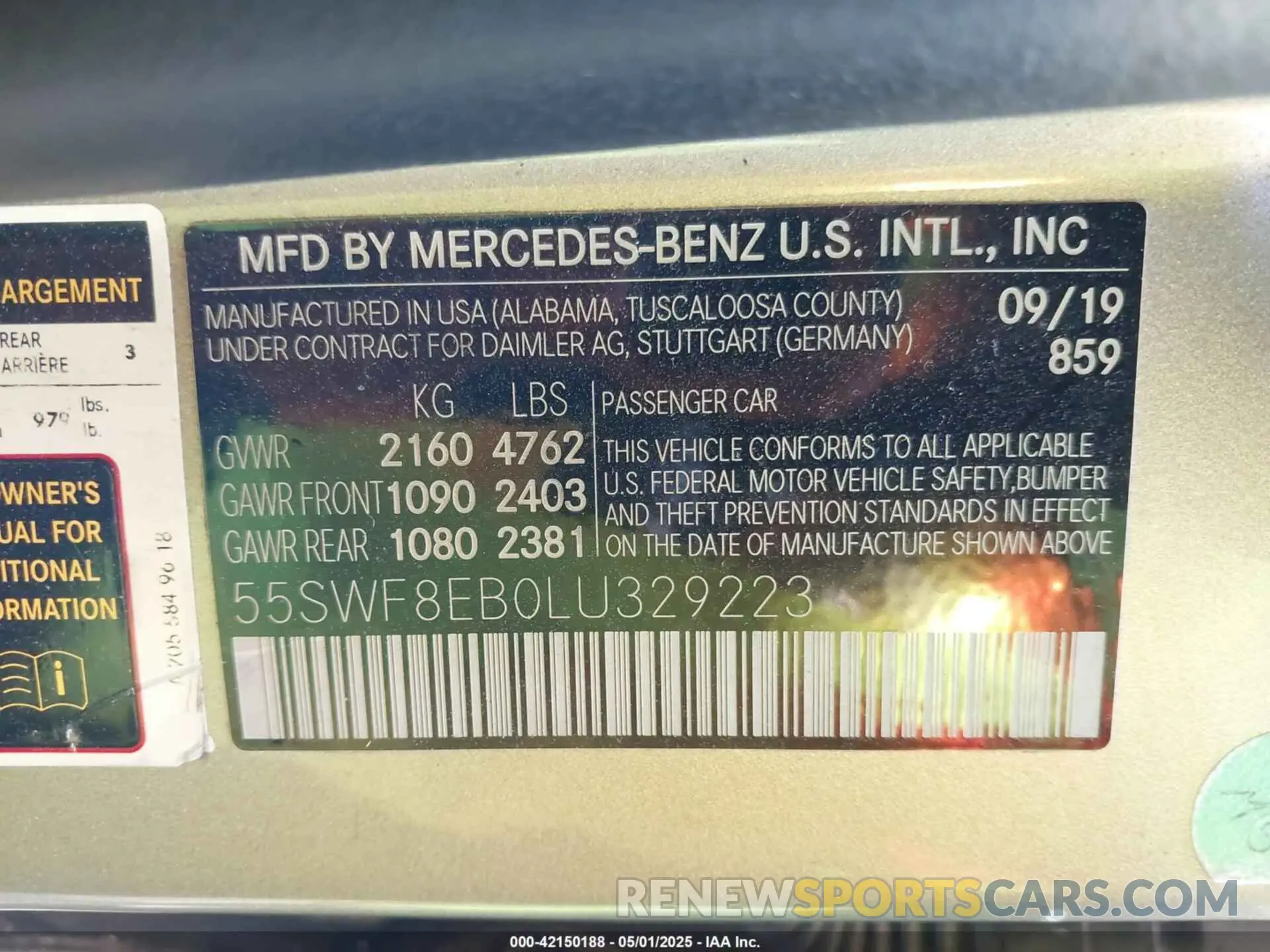 9 Photograph of a damaged car 55SWF8EB0LU329223 MERCEDES-BENZ C 300 2020