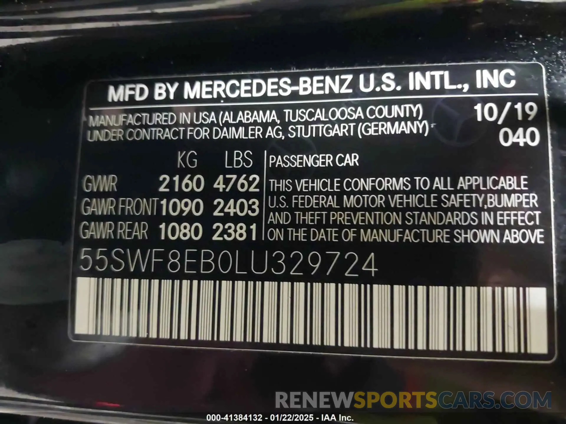 9 Photograph of a damaged car 55SWF8EB0LU329724 MERCEDES-BENZ C 300 2020