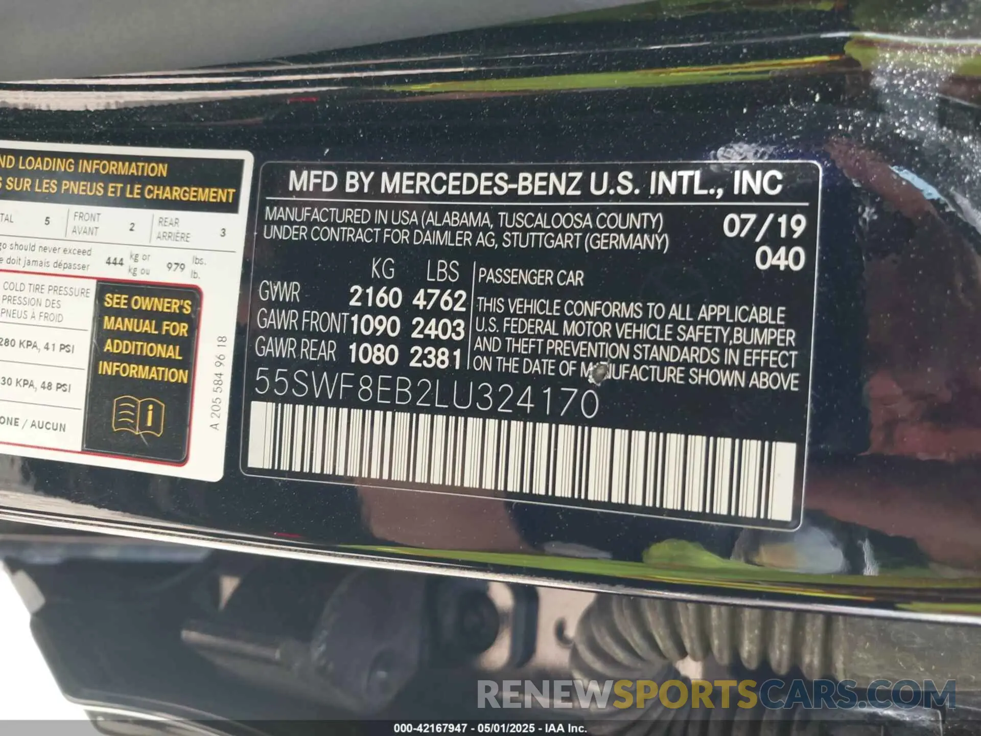 9 Photograph of a damaged car 55SWF8EB2LU324170 MERCEDES-BENZ C 300 2020