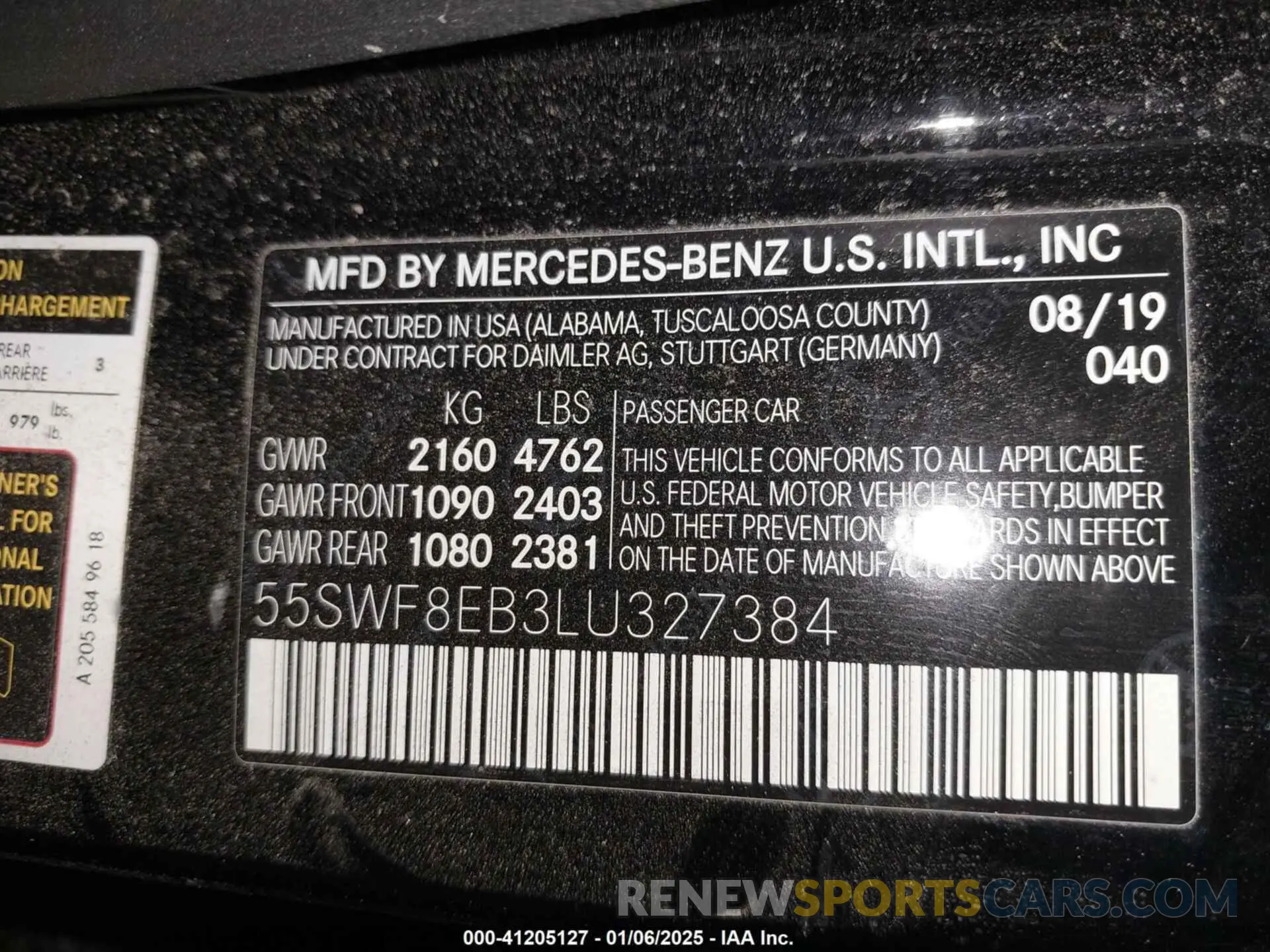 9 Photograph of a damaged car 55SWF8EB3LU327384 MERCEDES-BENZ C 300 2020