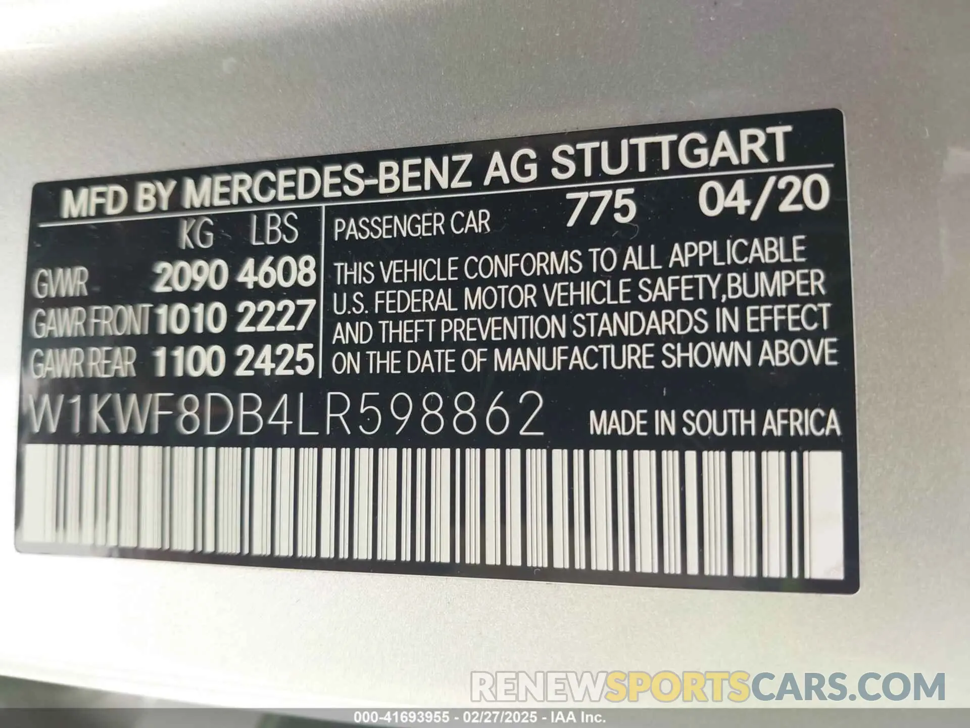 9 Photograph of a damaged car W1KWF8DB4LR598862 MERCEDES-BENZ C 300 2020