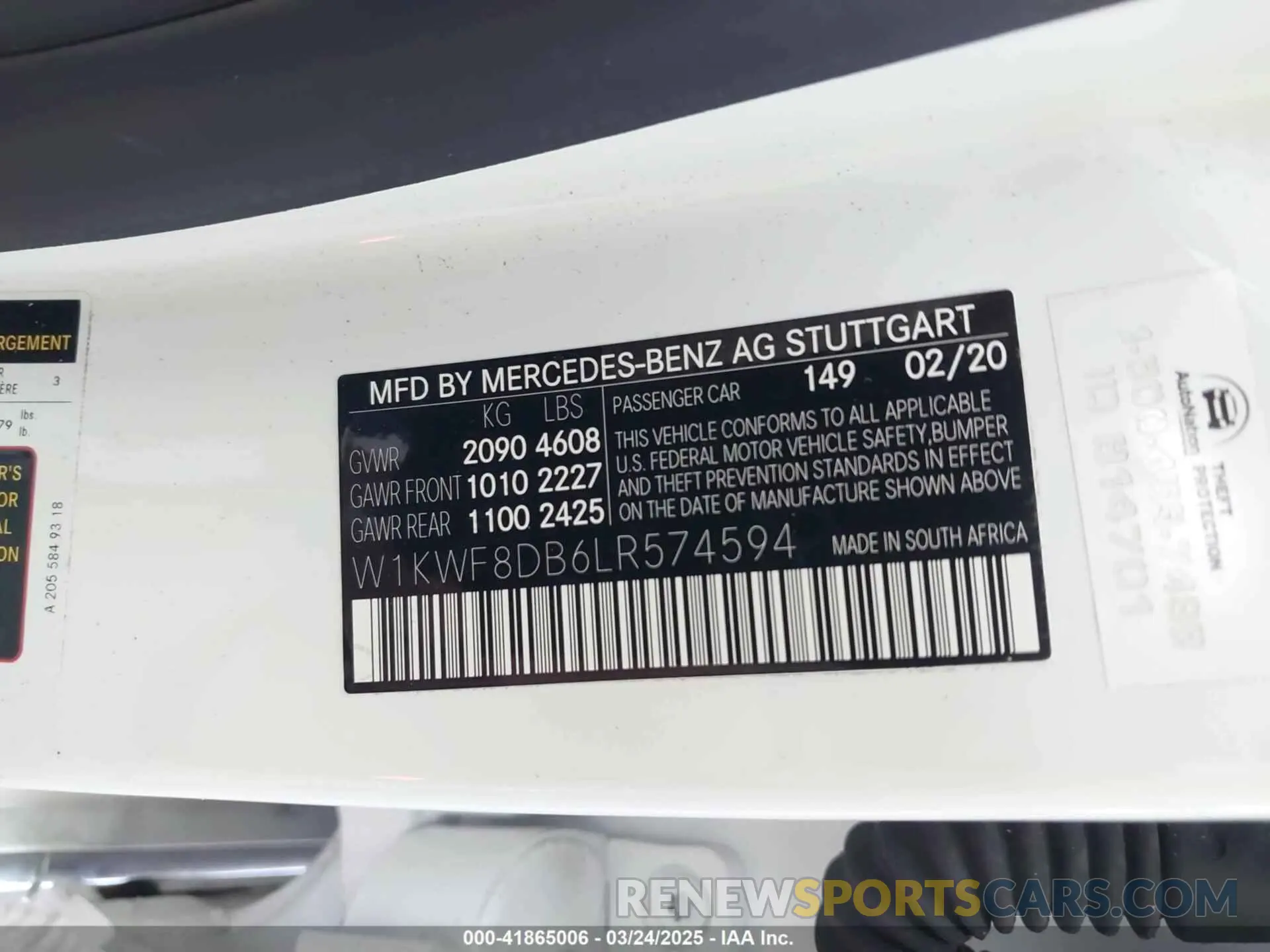 9 Photograph of a damaged car W1KWF8DB6LR574594 MERCEDES-BENZ C 300 2020