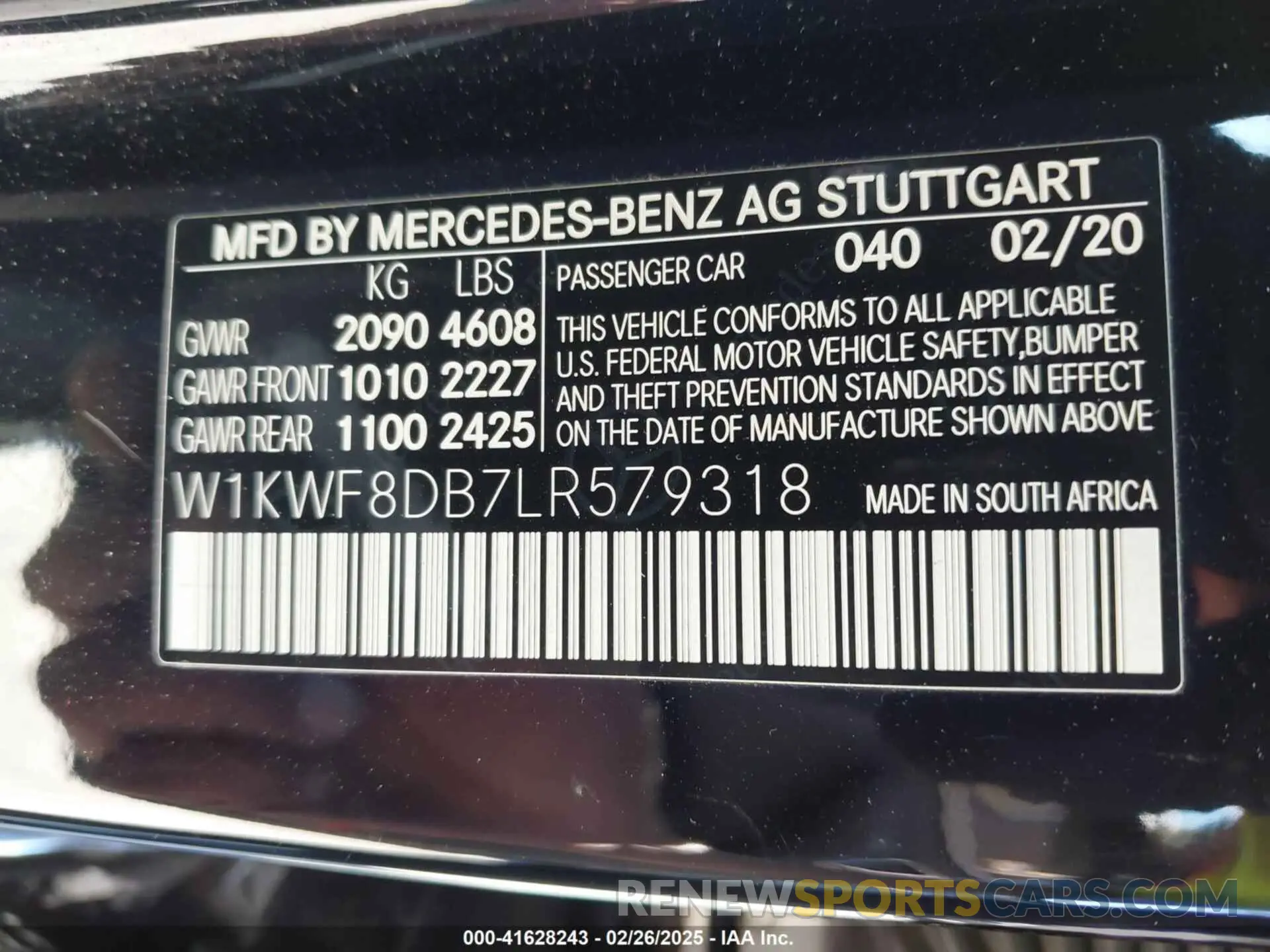 9 Photograph of a damaged car W1KWF8DB7LR579318 MERCEDES-BENZ C 300 2020