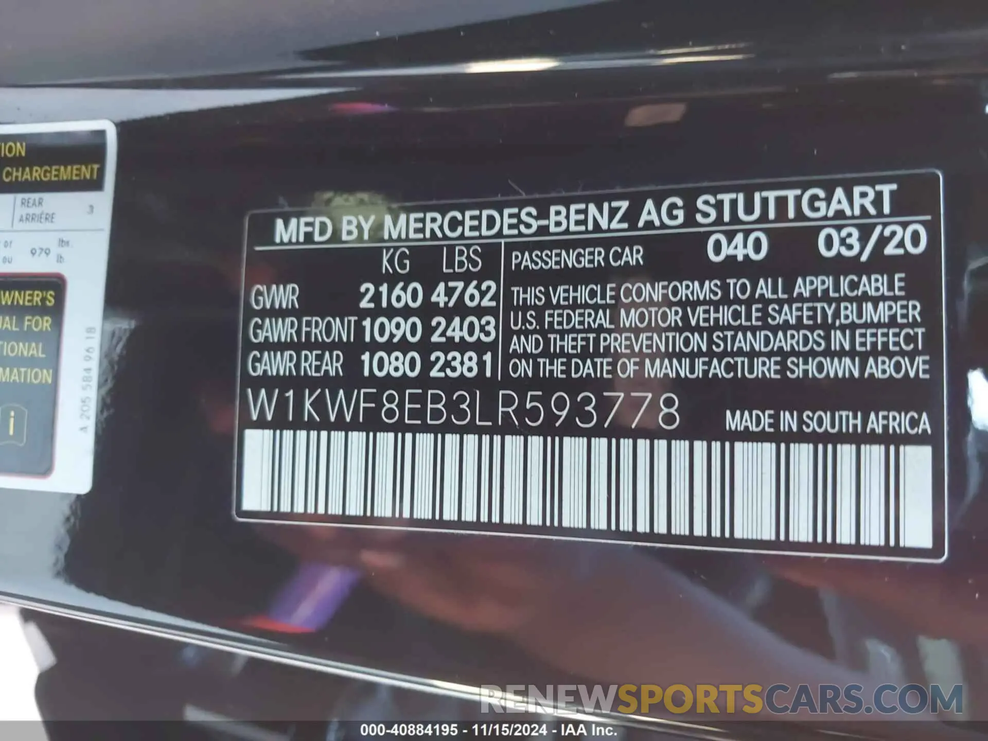 9 Photograph of a damaged car W1KWF8EB3LR593778 MERCEDES-BENZ C 300 2020