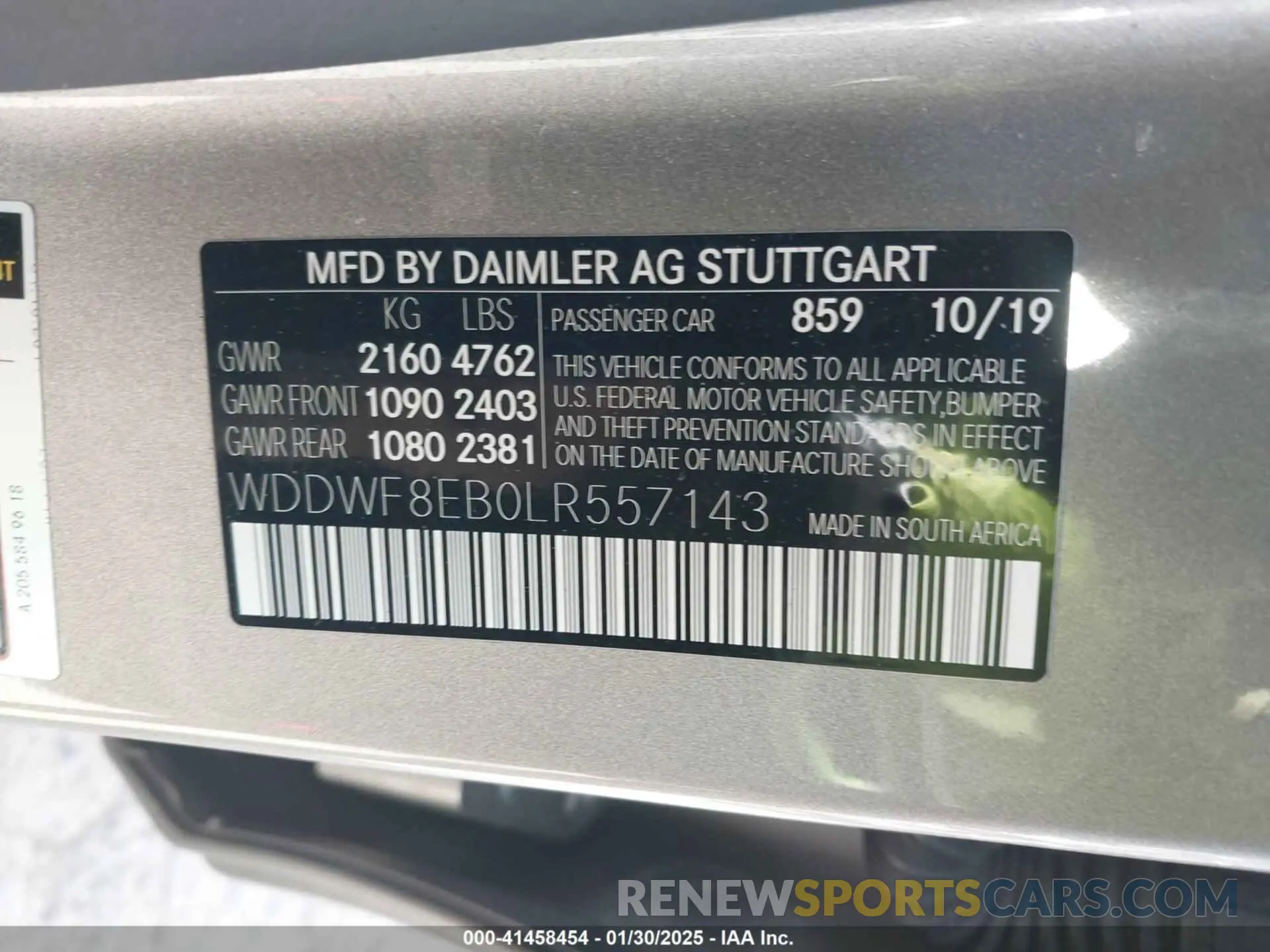 9 Photograph of a damaged car WDDWF8EB0LR557143 MERCEDES-BENZ C 300 2020