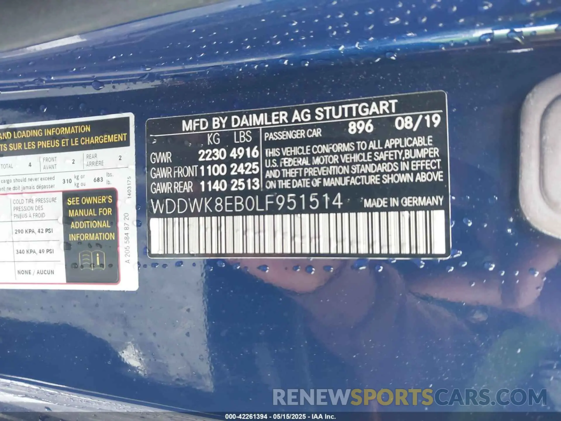 9 Photograph of a damaged car WDDWK8EB0LF951514 MERCEDES-BENZ C 300 2020