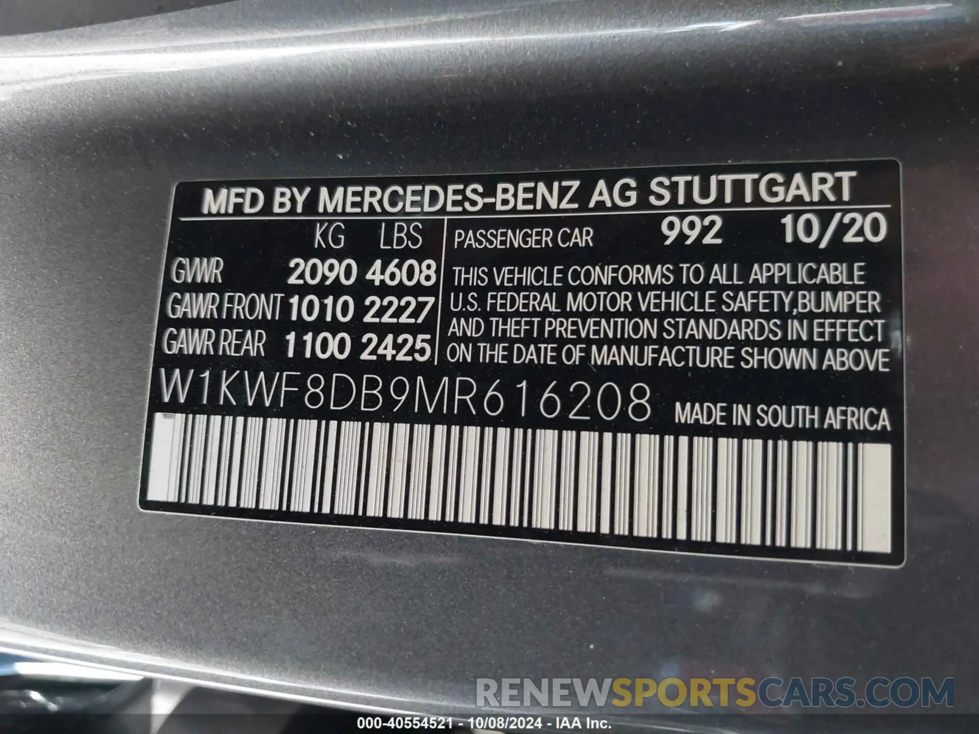 9 Photograph of a damaged car W1KWF8DB9MR616208 MERCEDES-BENZ C 300 2021