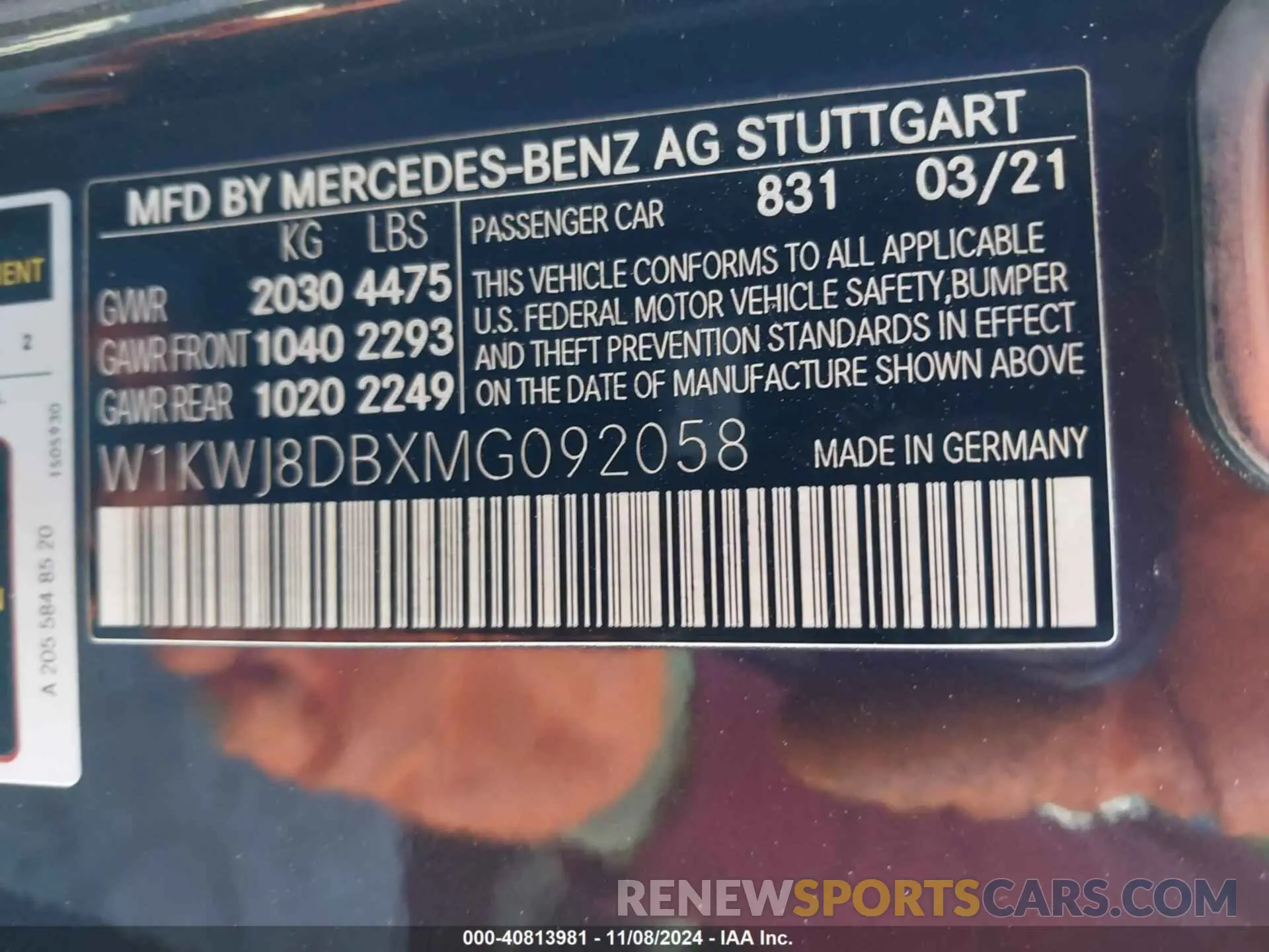 9 Photograph of a damaged car W1KWJ8DBXMG092058 MERCEDES-BENZ C 300 2021