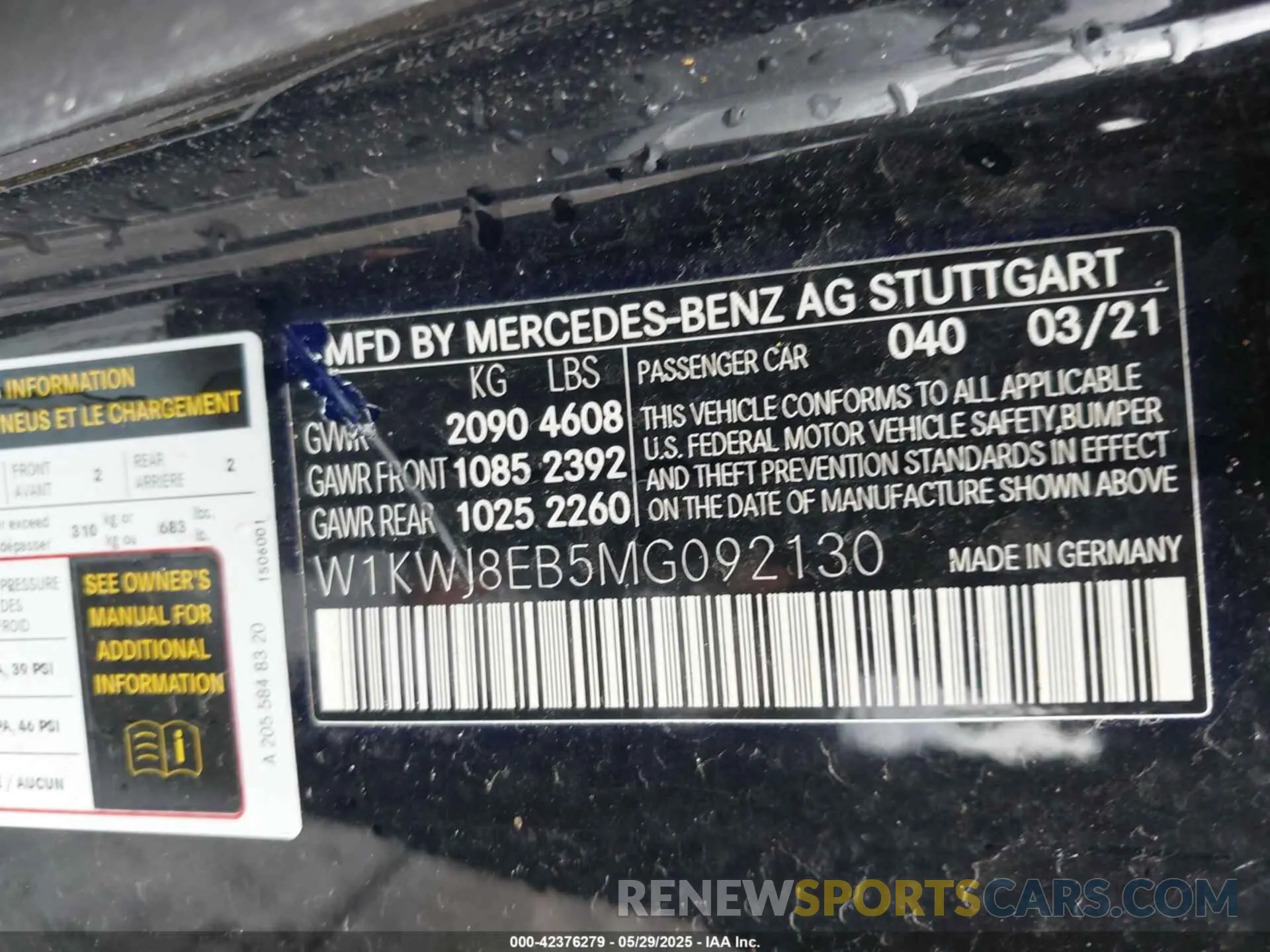 9 Photograph of a damaged car W1KWJ8EB5MG092130 MERCEDES-BENZ C 300 2021