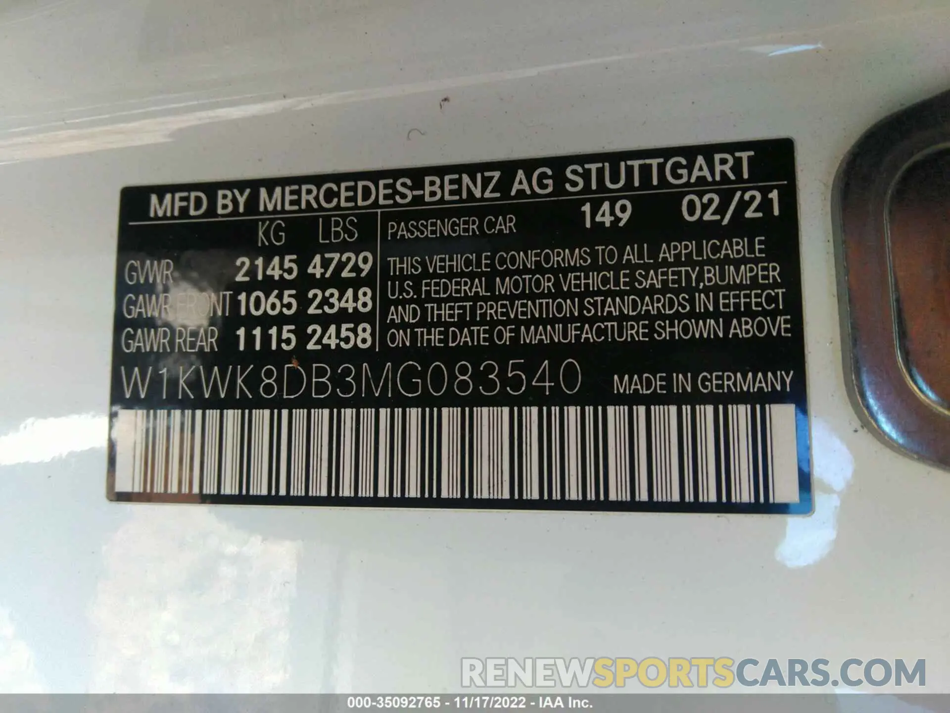 9 Photograph of a damaged car W1KWK8DB3MG083540 MERCEDES-BENZ C 300 2021