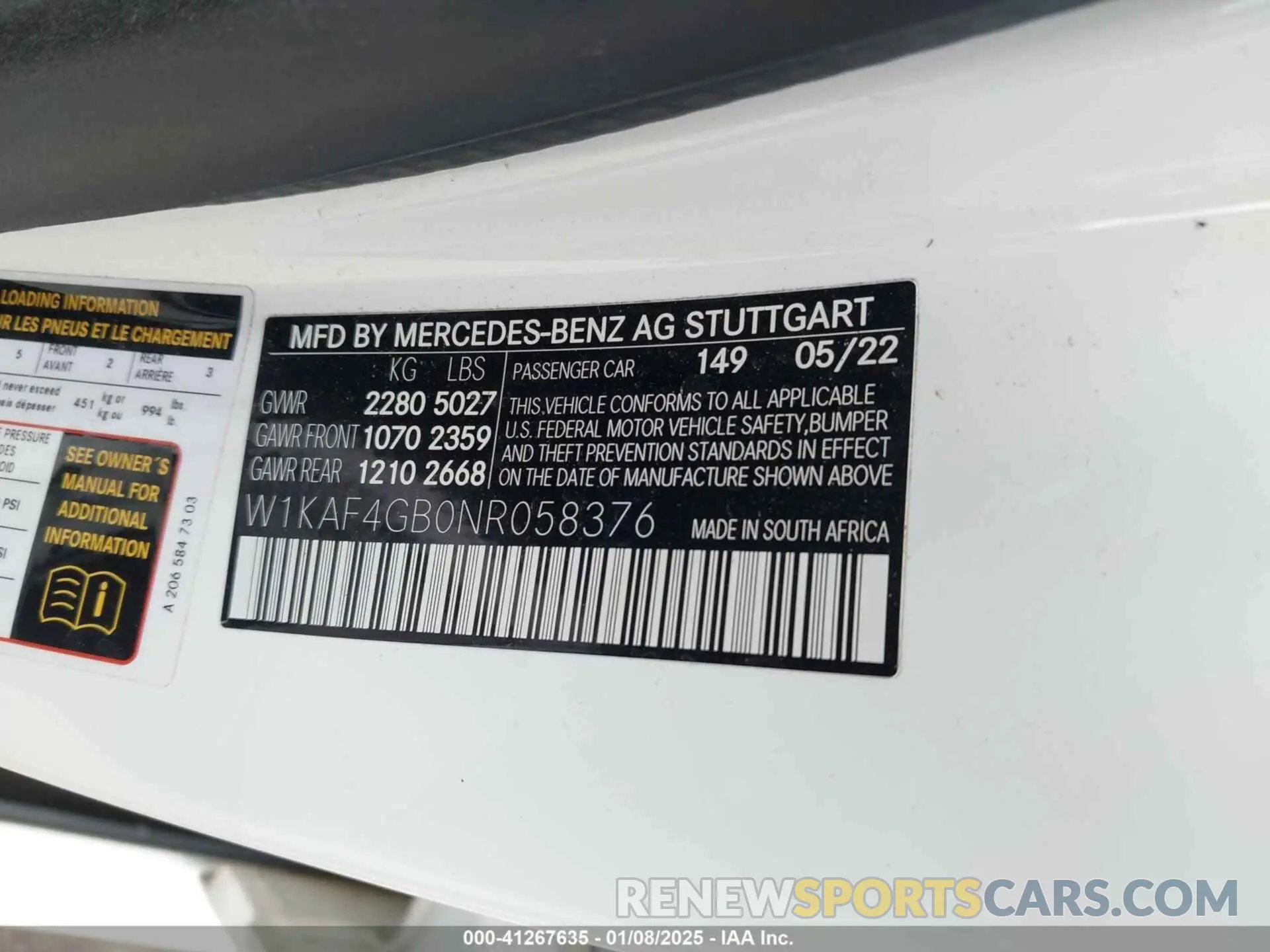 9 Photograph of a damaged car W1KAF4GB0NR058376 MERCEDES-BENZ C 300 2022