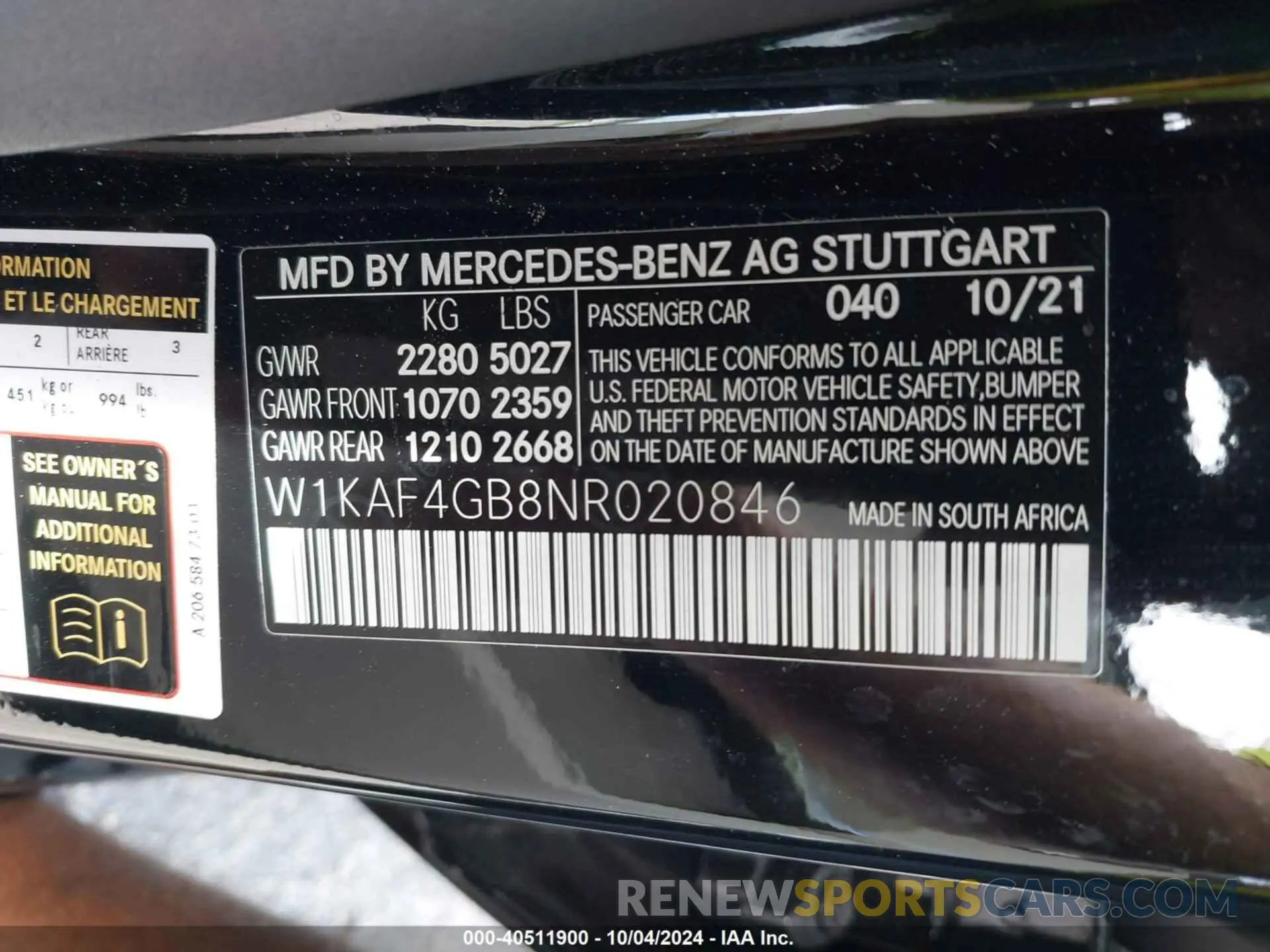 9 Photograph of a damaged car W1KAF4GB8NR020846 MERCEDES-BENZ C 300 2022