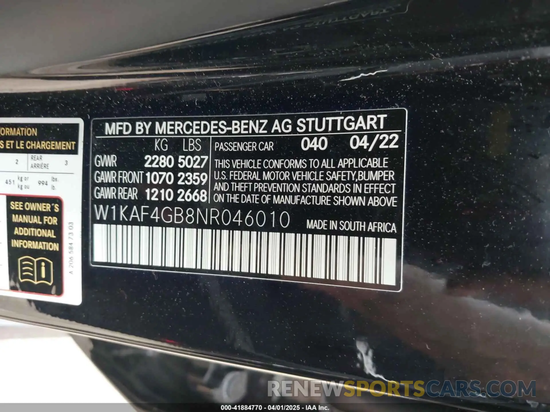9 Photograph of a damaged car W1KAF4GB8NR046010 MERCEDES-BENZ C 300 2022