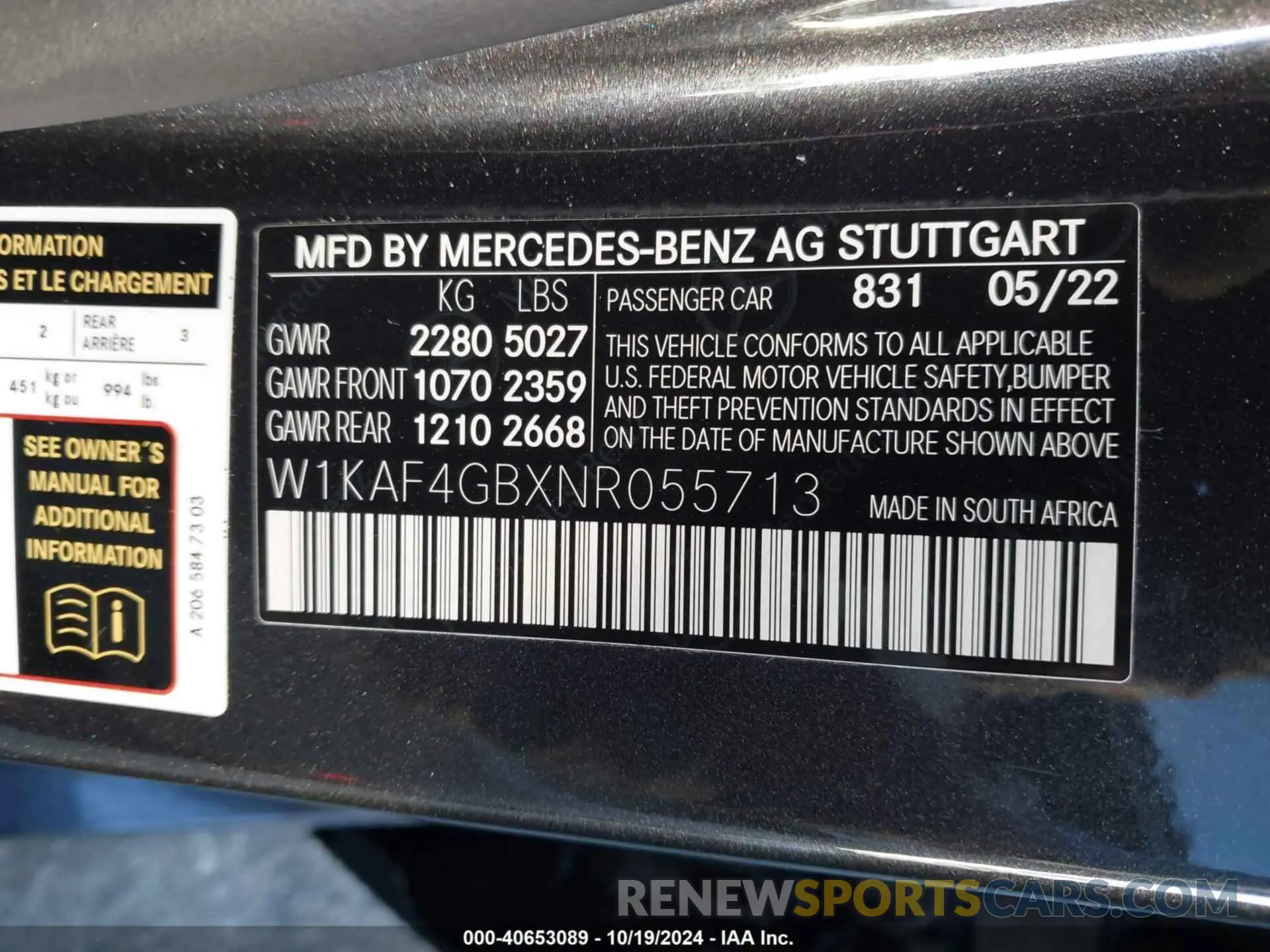 9 Photograph of a damaged car W1KAF4GBXNR055713 MERCEDES-BENZ C 300 2022