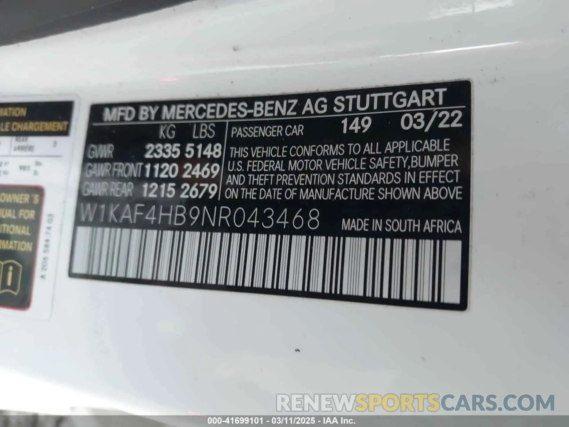 9 Photograph of a damaged car W1KAF4HB9NR043468 MERCEDES-BENZ C 300 2022