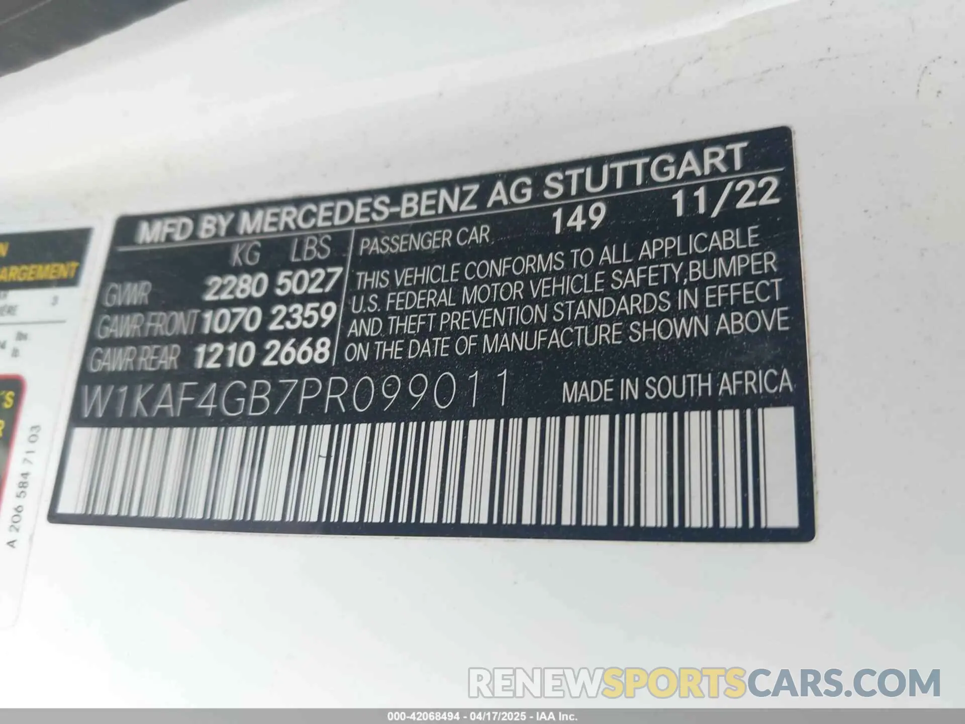 9 Photograph of a damaged car W1KAF4GB7PR099011 MERCEDES-BENZ C 300 2023